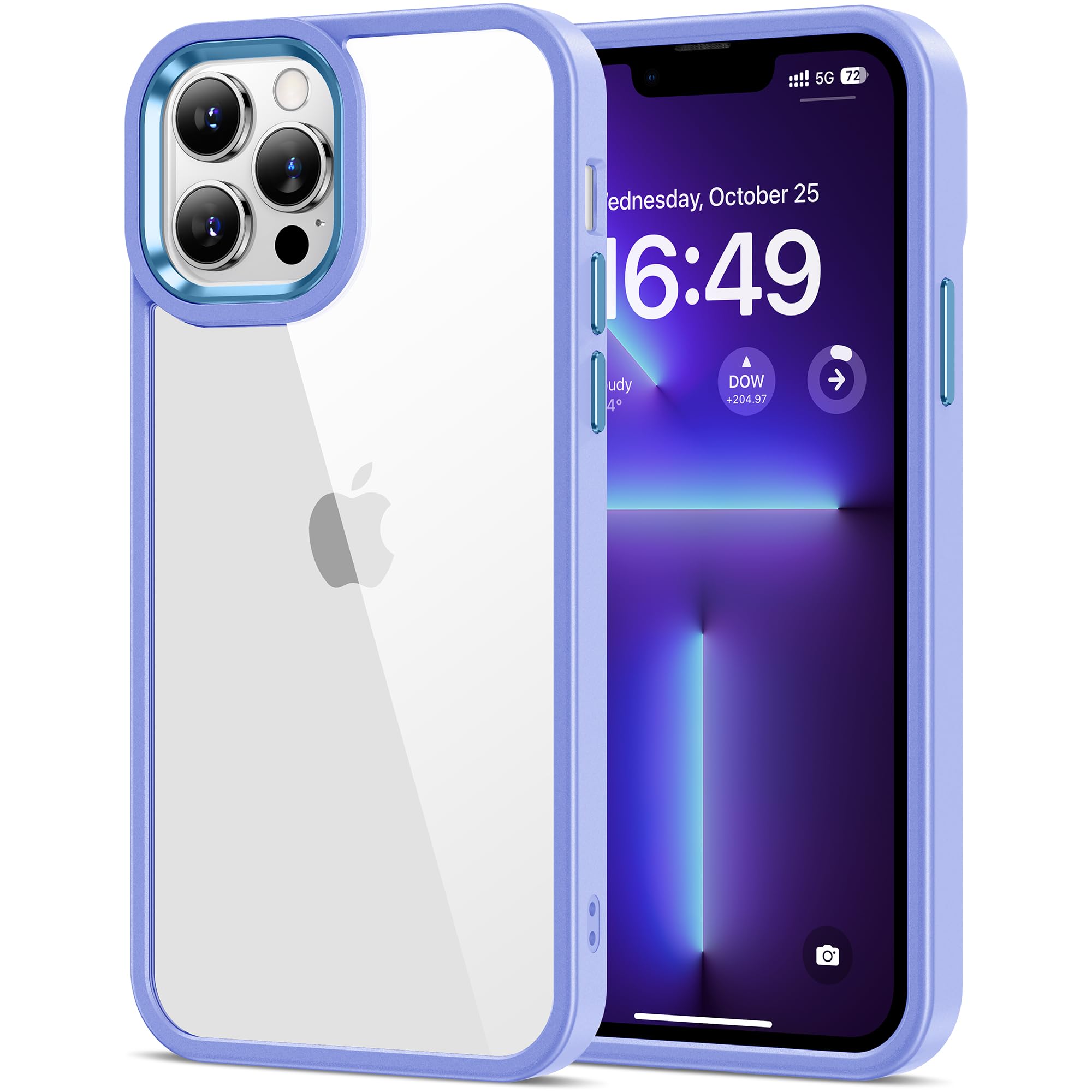 HOOMIL Case for iPhone 13 Pro 6.1-Inch, Non-Yellowing, Drop Protection, Anti-Scratch Transparent Hard Back Phone Cover - Light P