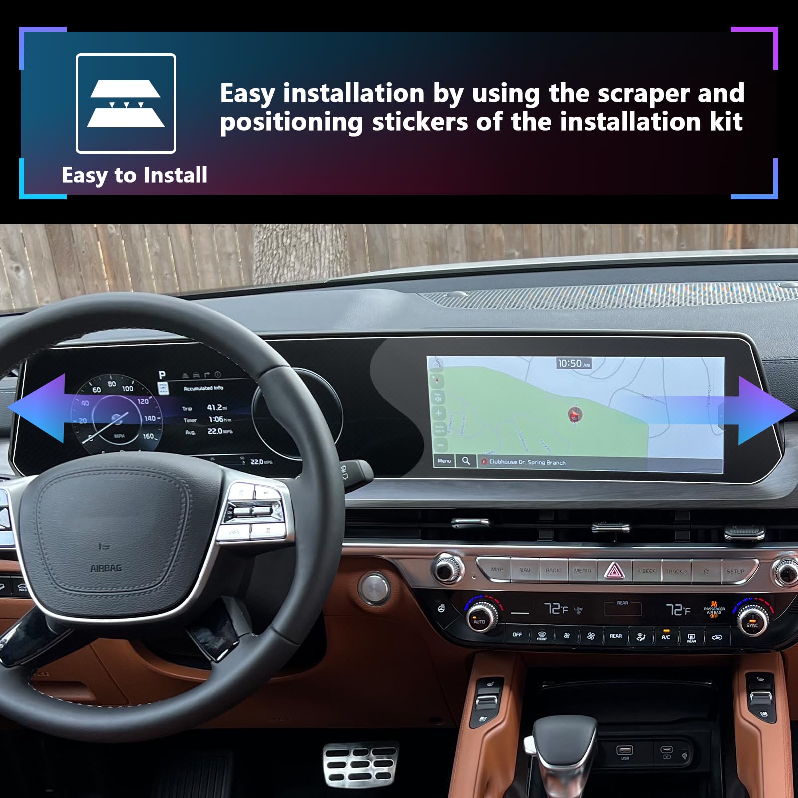 SXCY Touch Screen Protector for 2023-2025 Kia Telluride, 12.3 Inch, Nano Material, Whole Screen Coverage, 2PCS