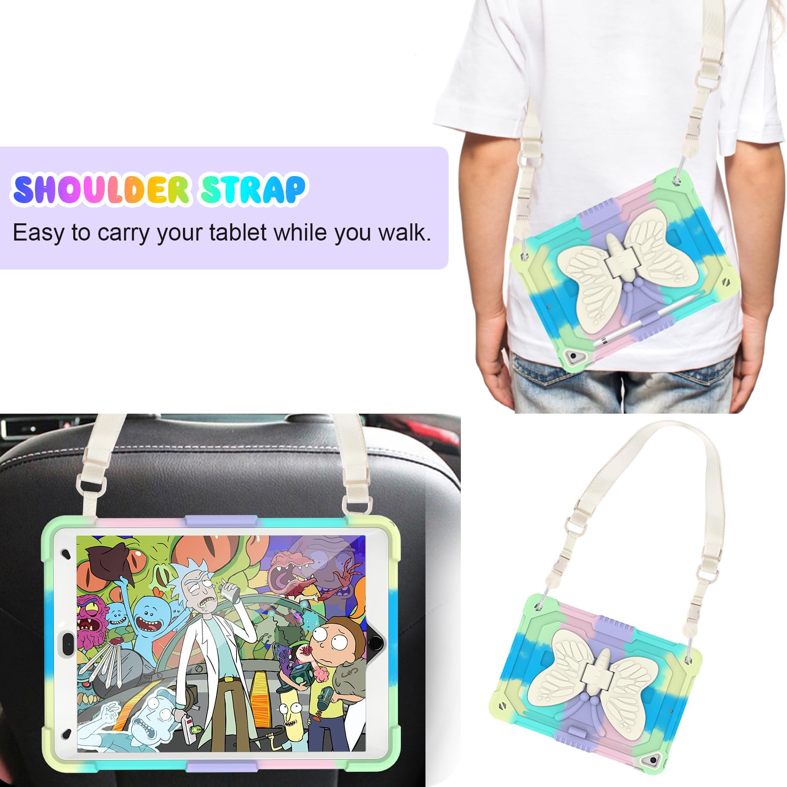 Blosomeet Kids Case For Ipad 10.2 Inch 2021 With Tempered Glass Screen Protector,Ipad 9Th/8Th/7Th Generation Case With Stand Pen