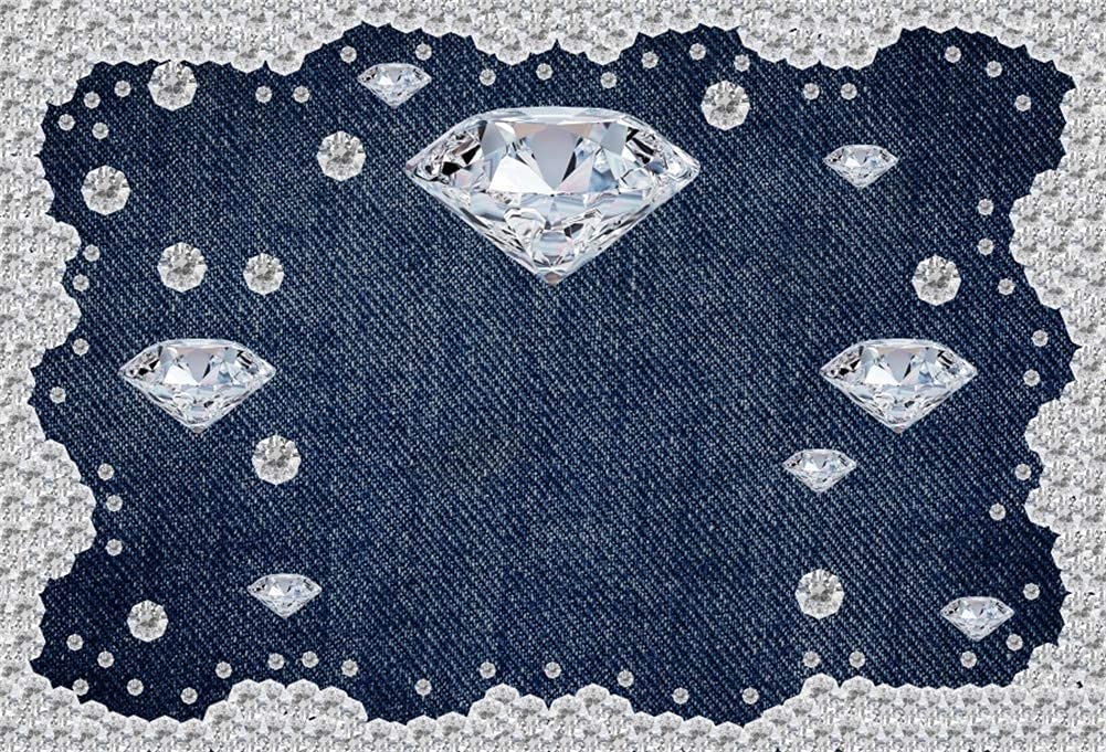 Yeele 7X5Ft Diamond Denim Style Backdrop For Photography Jeans Inlaid Rhinestone Background Birthday Party Decoration Woman Kids