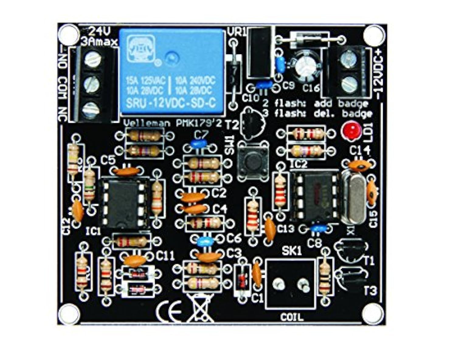 Velleman Vm179 Proximity Card Reader, 1 Grade To 12 Grade, 0.8'' Height, 2.4'' Wide, 2.6'' Length, 25 Tags Capacity, 12 Vdc, 100