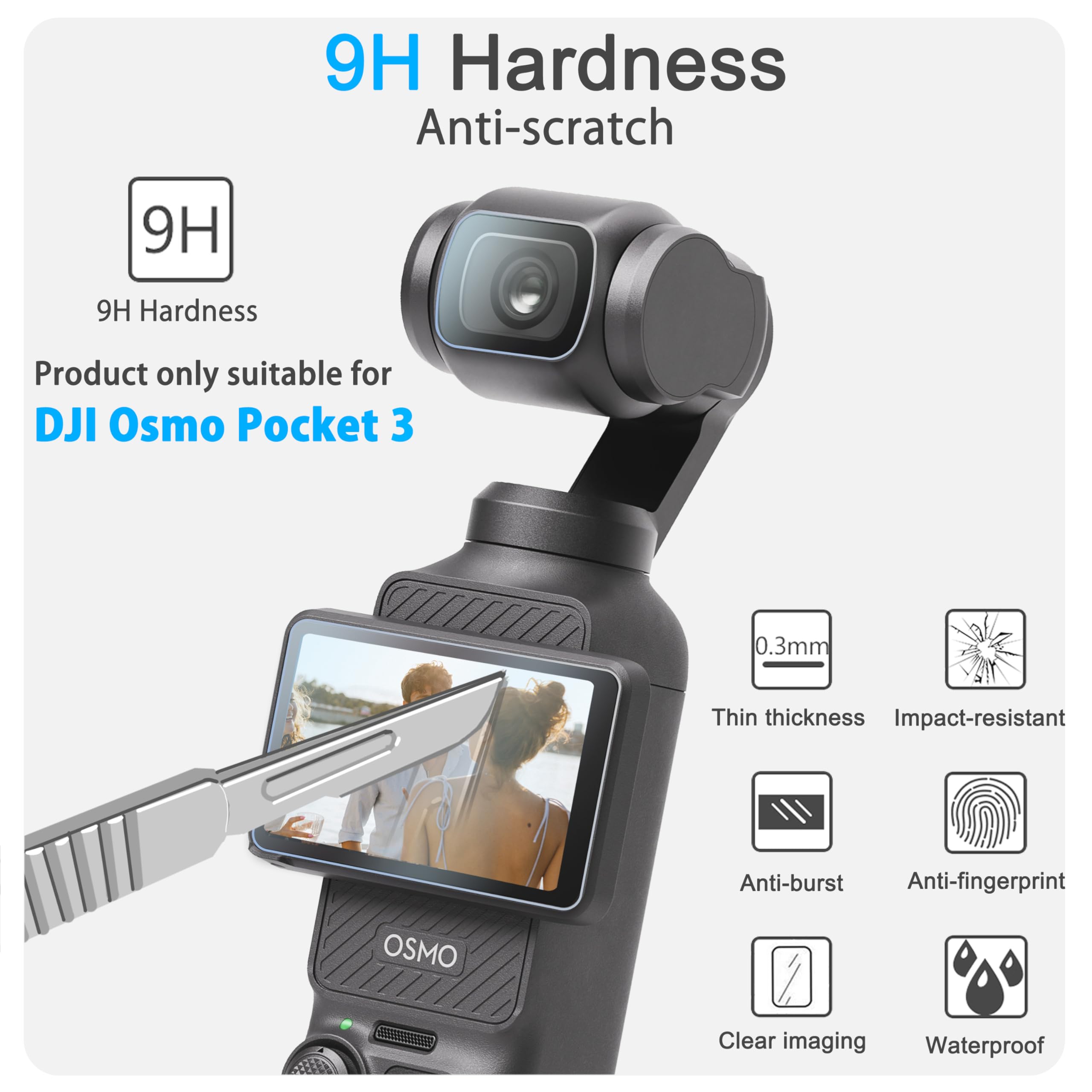 Fitstill 6Pcs Lens Protector+Lcd Screen Protector For Dji Osmo Pocket 3 Camera,0.24Mm 9H Hardness Ultra Clear Scratch Resistant Tempered Glass Film Guard Touch Sensitive Easy Installation Pocket3 Accessories