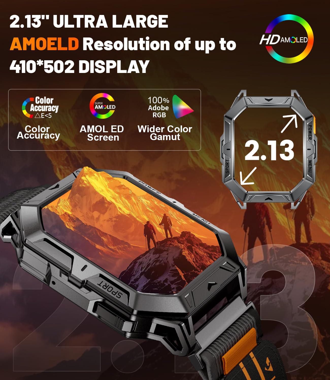 Lige Smart Watch With 1000 Mah Battery, 2.13 '' Amoled Full Touch Screen Military Smart Watches For Men With Make/Answer Call/11