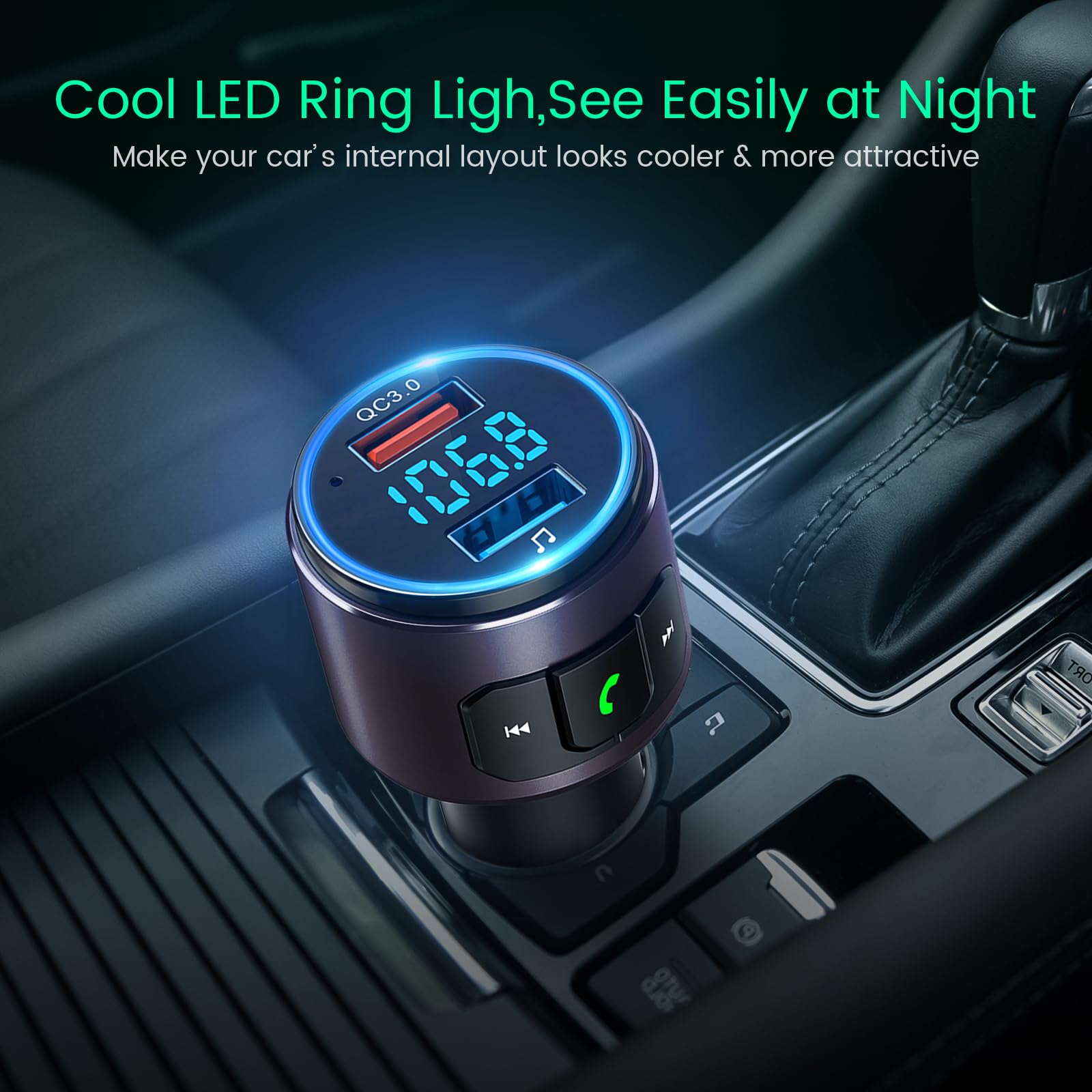 Upgraded V5.0 Fm Transmitter For Car Brown