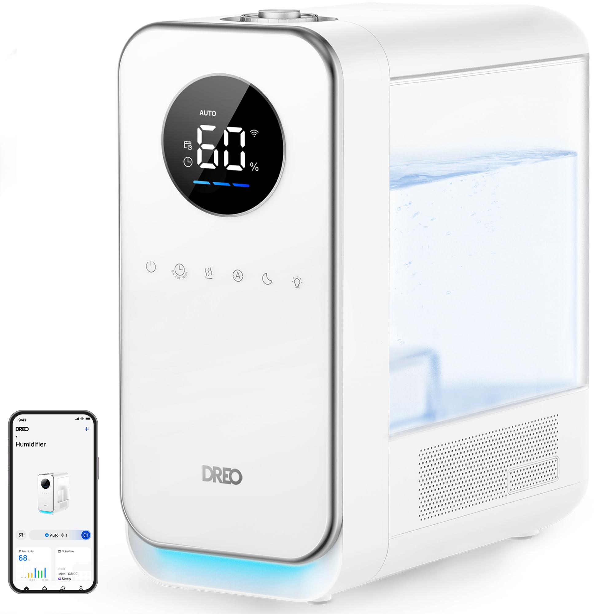 Dreo Humidifiers For Bedroom, Top Filled Smart Quiet Cool Mist Humidifier For Large Room Home, Oil Diffuser & Nightlight, 50Hour