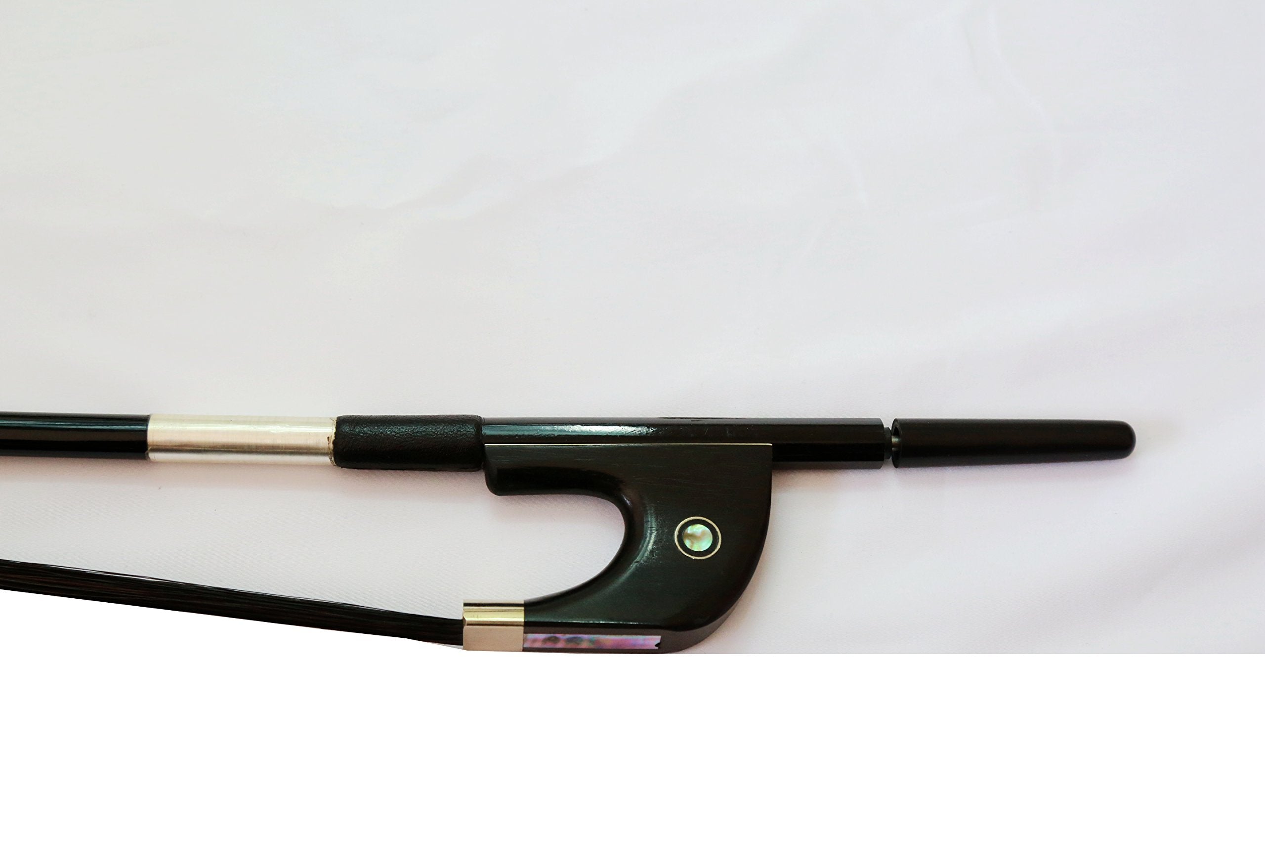 Bowspeak Top 3/4 Carbon Fiber Double Bass Bow, Ebony Frog, German, Natural Black Horse Hair