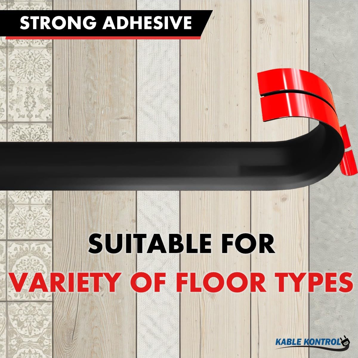 Kable Kontrol Silicone Floor Cord Cover   5 Ft Flexible Cord Protector, Self Adhesive, For Concealing Extension Cable, Protectin