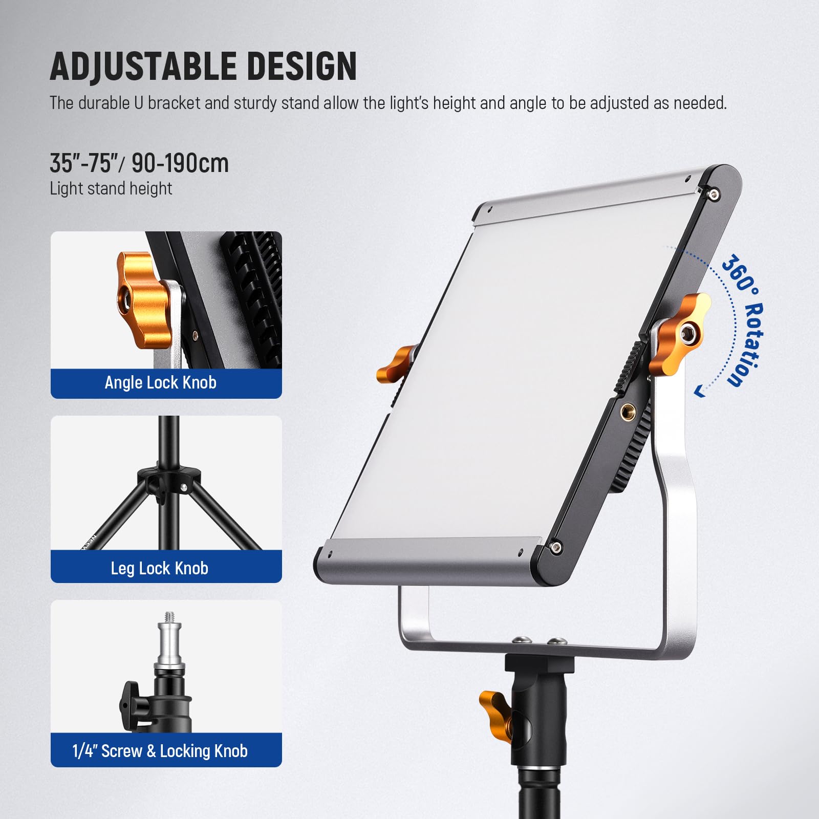 Neewer 2 Packs Dimmable Bi Color 480 Led Video Light And Stand Lighting Kit Includes: 3200~5600K Cri 96+ Led Panel With U Bracke