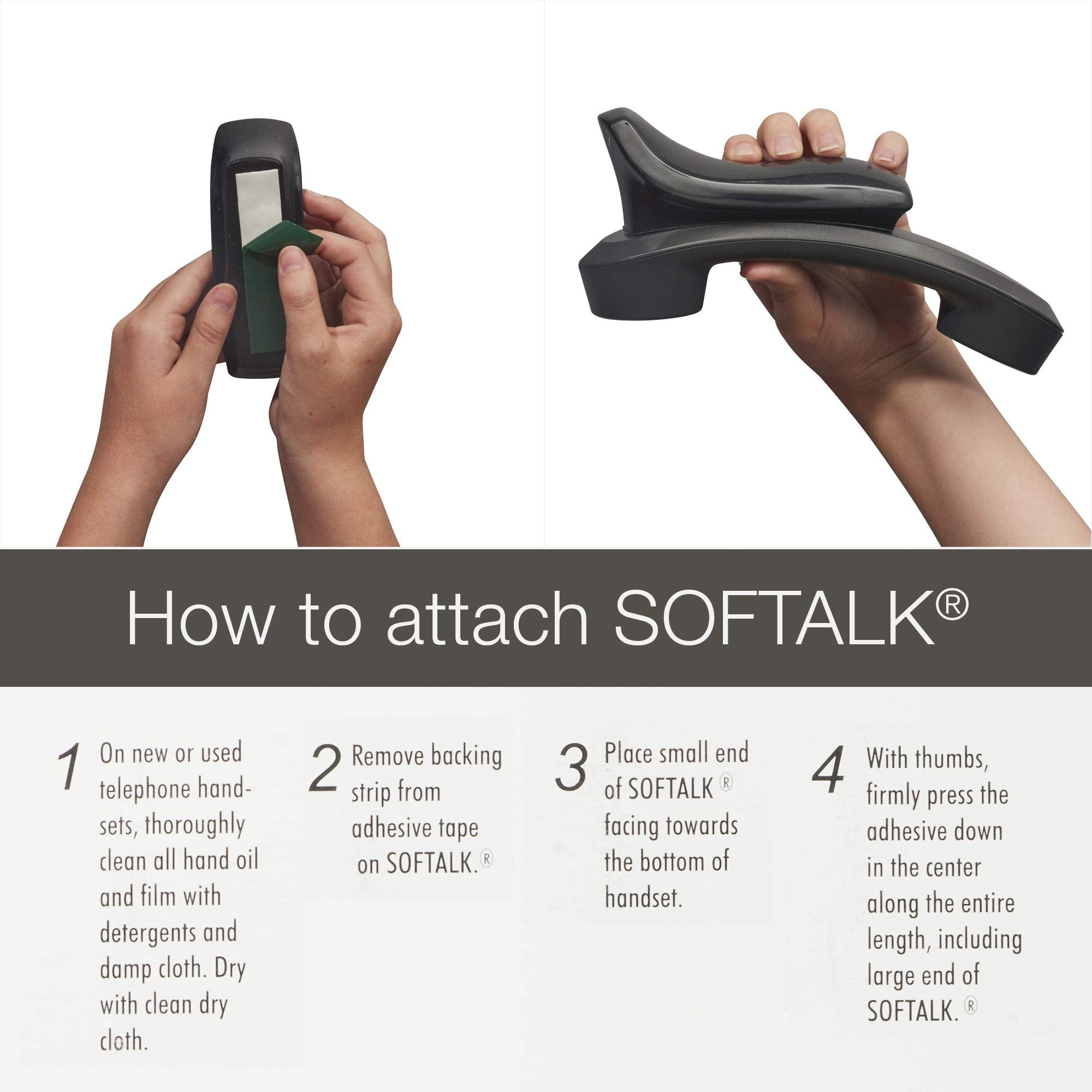 Softalk Antibacterial Black Phone Shoulder Rest | Landline Telephone Accessory (00601M)