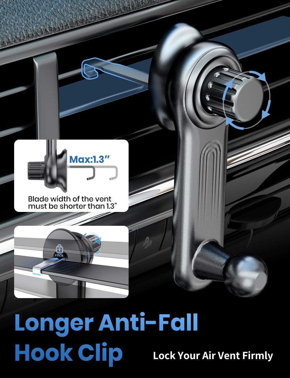 Esamcore Cell Phone Holder Car, Car Phone Holder Mount With [Never Blocking] Air Vent Clip Car Phone Holders For Iphone 15/14 /1