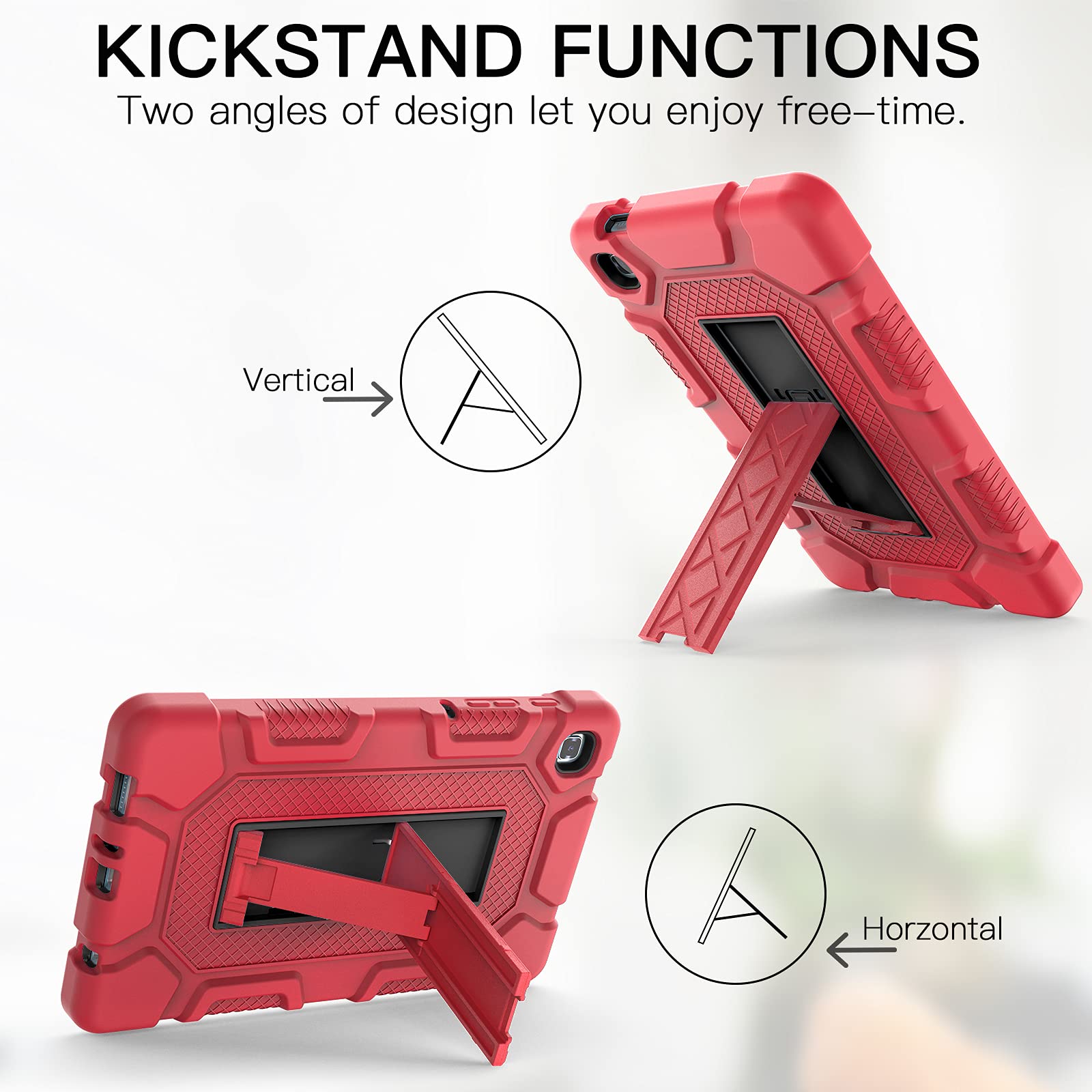 Azzsy Tablet Case For Samsung Galaxy Tab A7 Lite 8.7 Inch 2021 (Sm T220/T225), Heavy Duty Shockproof Rugged Protective Case, Red