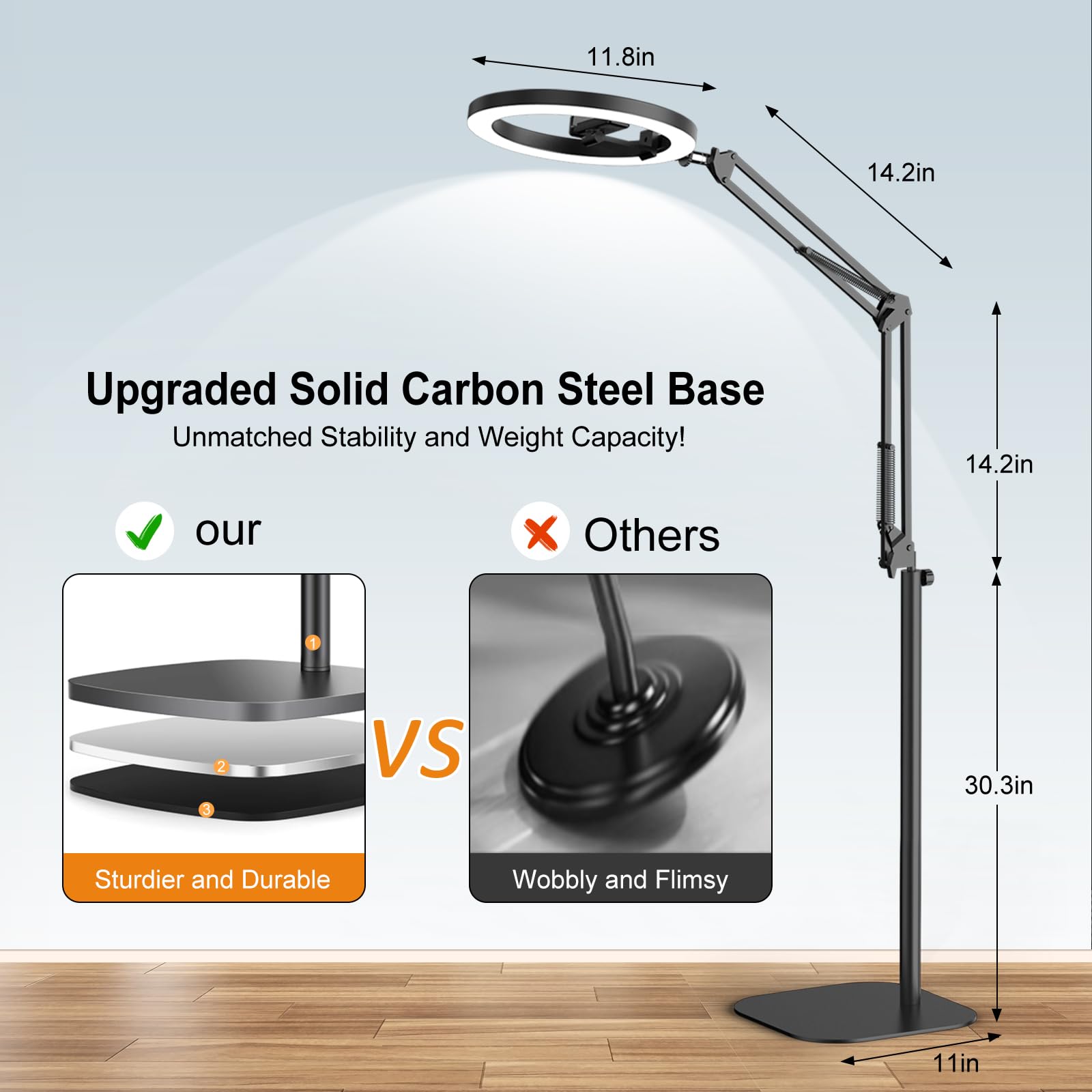 Latest Ring Light With Stand Tripod For Iphone, Overhead Phone Camera Mount With Ring Light And Phone Holder Stand For Recording