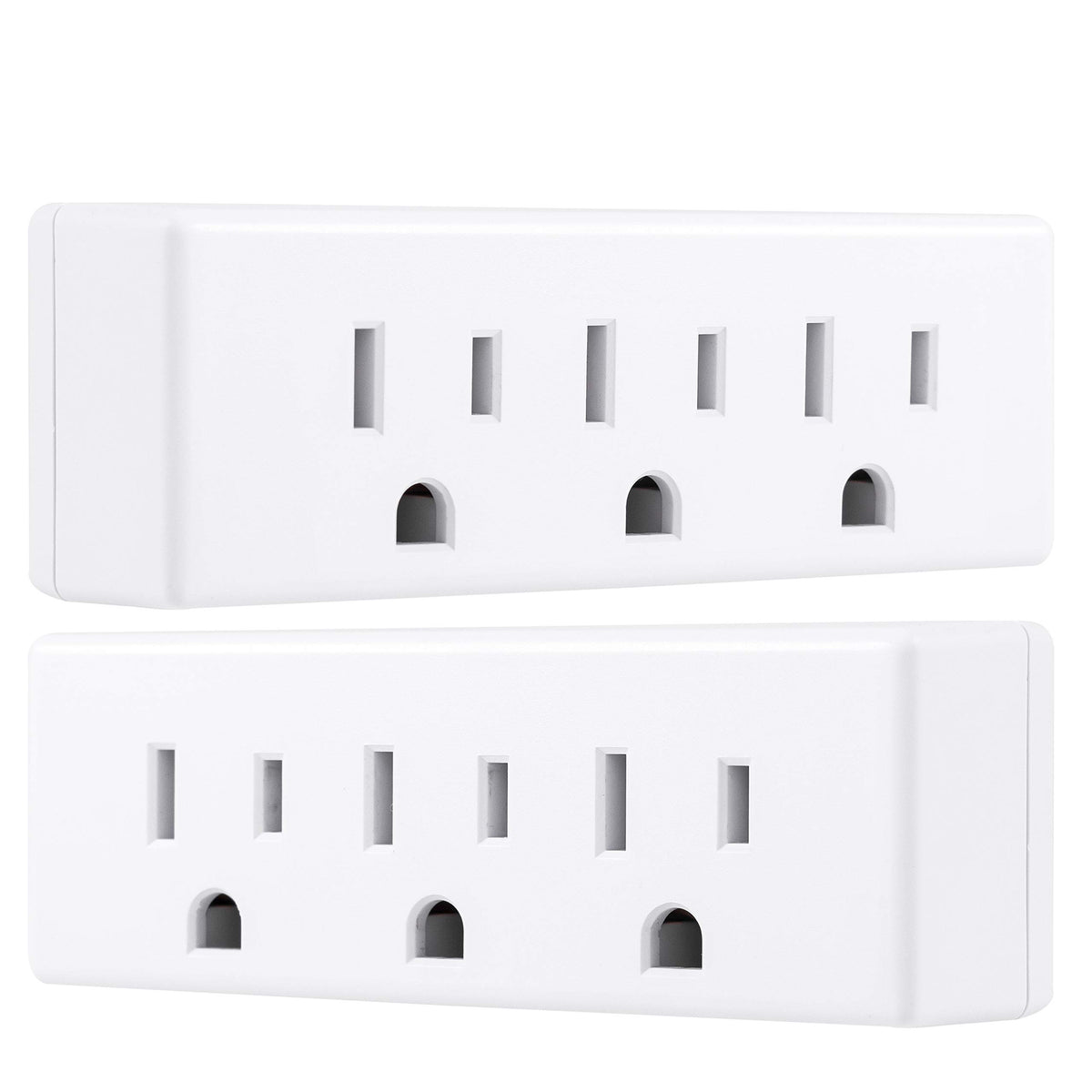 Philips 3 Outlet Extender, 2 Pack, Grounded Wall Tap, 3 Prong Adapter, Multiple Plug, Power Splitter, Cruise Essentials, Use For