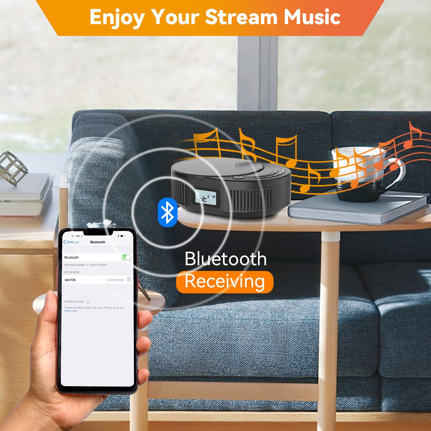 Monodeal Boombox Cd Player With Bluetooth Transmitter, Fm Radio & Bluetooth Speaker 2 In 1 Combo, Portable For Car/Home With Remote Control, Headphone Jack, Support Aux/Usb