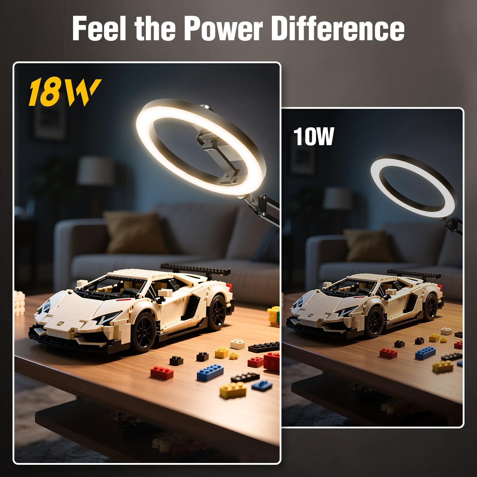 Upgrade 18W Ring Light Tripod Iphone For Desk, Ultra Bright 1800Lumens Overhead Camera Mount Circle Light With Remote Control &