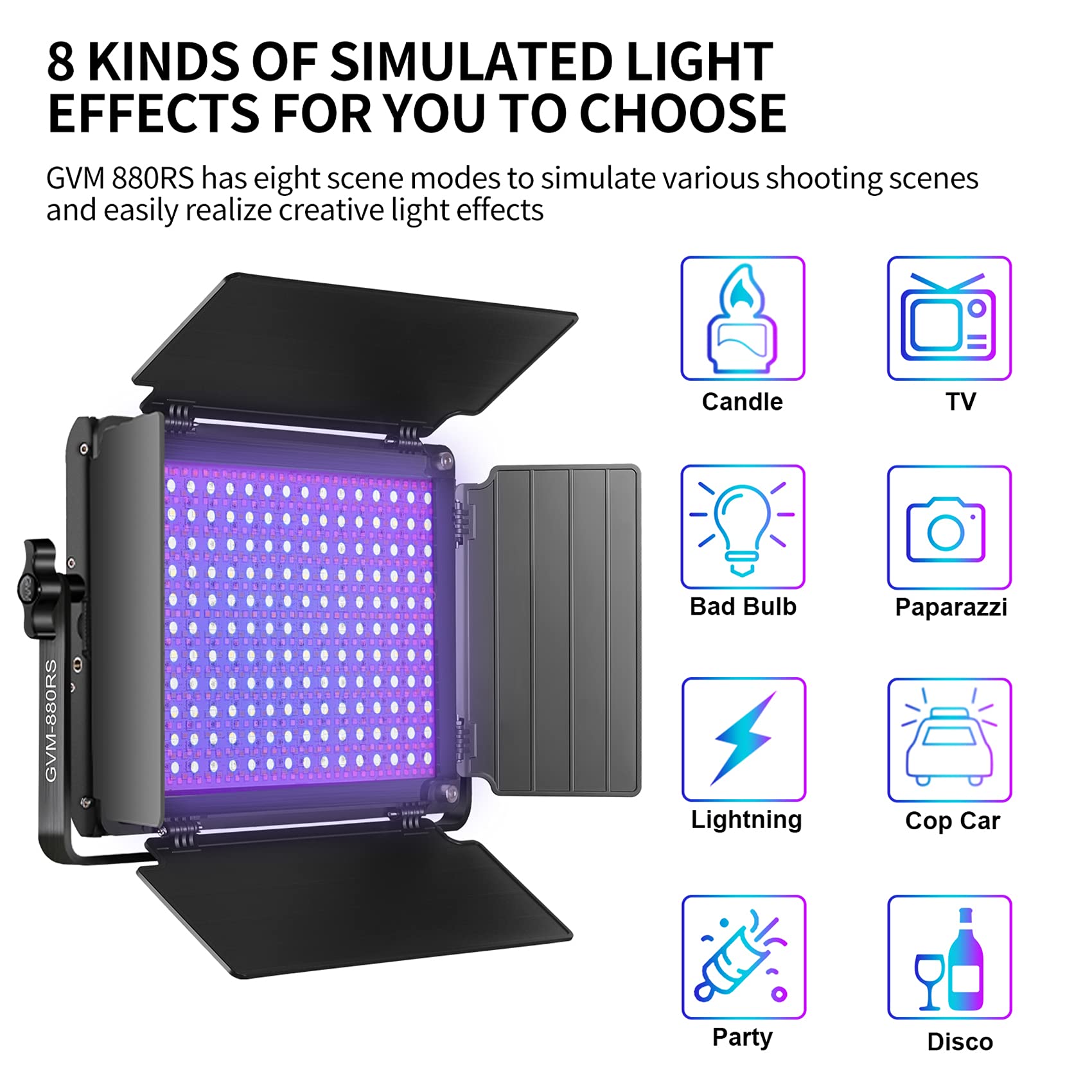 Gvm Rgb Led Video Light With Bluetooth Control, 60W Photography Studio Lighting Kit With Stands, 2 Packs 880Rs Dimmable Led Pane
