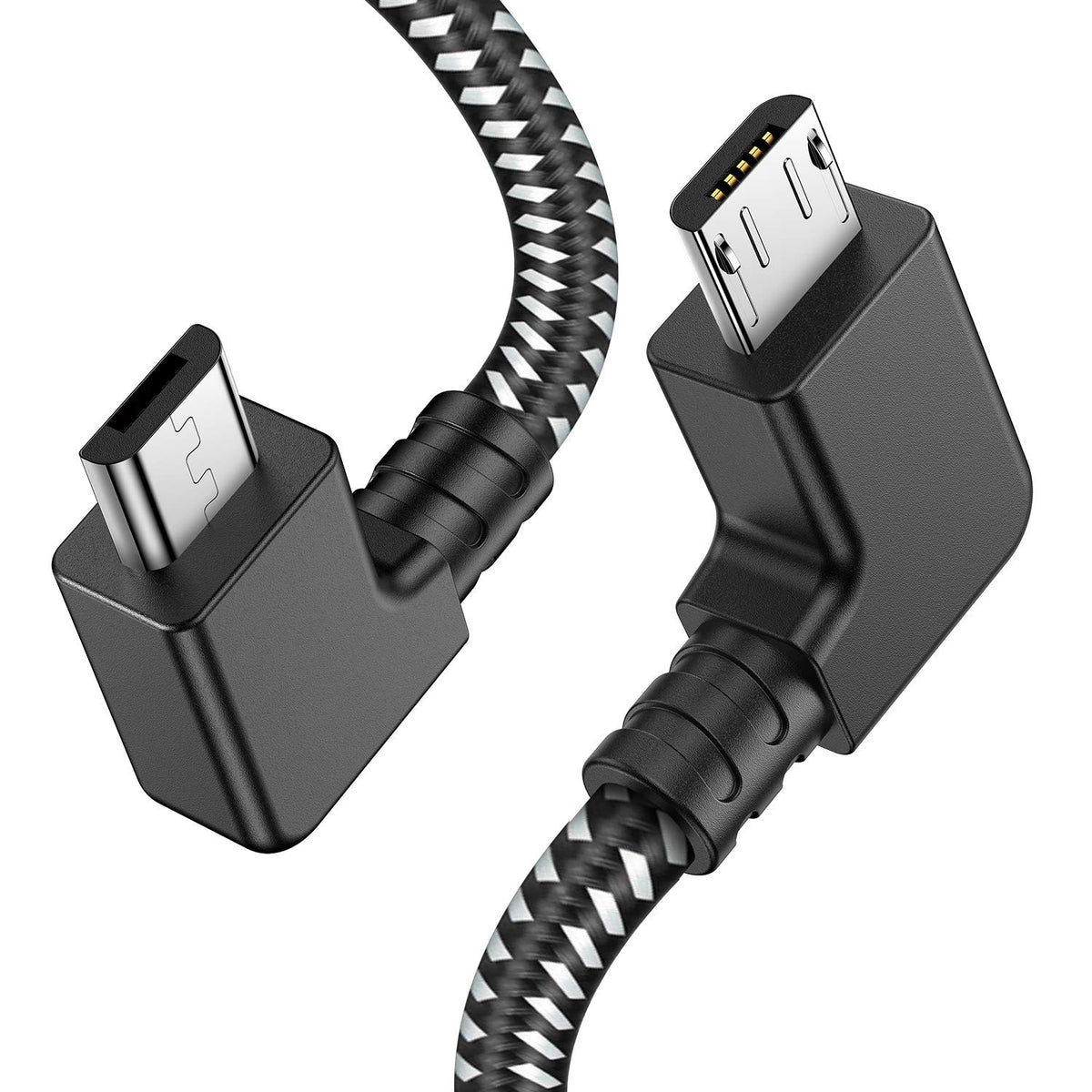 1Ft 90 Degree Micro Usb To Micro Usb Android Phone Tablet Otg Data Cable Right Angle Connector Wire Cord For Dji Spark, Mavic Pr