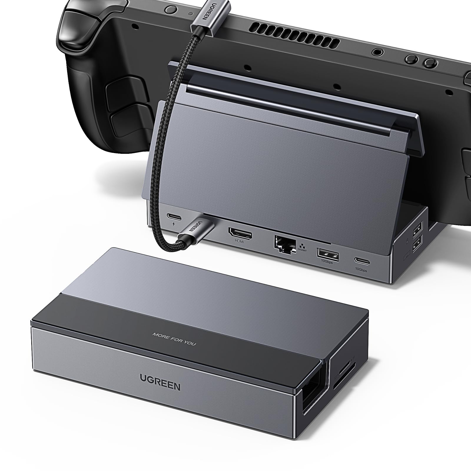 UGREEN Steam Deck Dock 9-in-1 USB C Docking Station with Foldable Stand, 4K@60Hz HDMI, Gigabit Ethernet, PD 100W, 10Gbps USB A&C