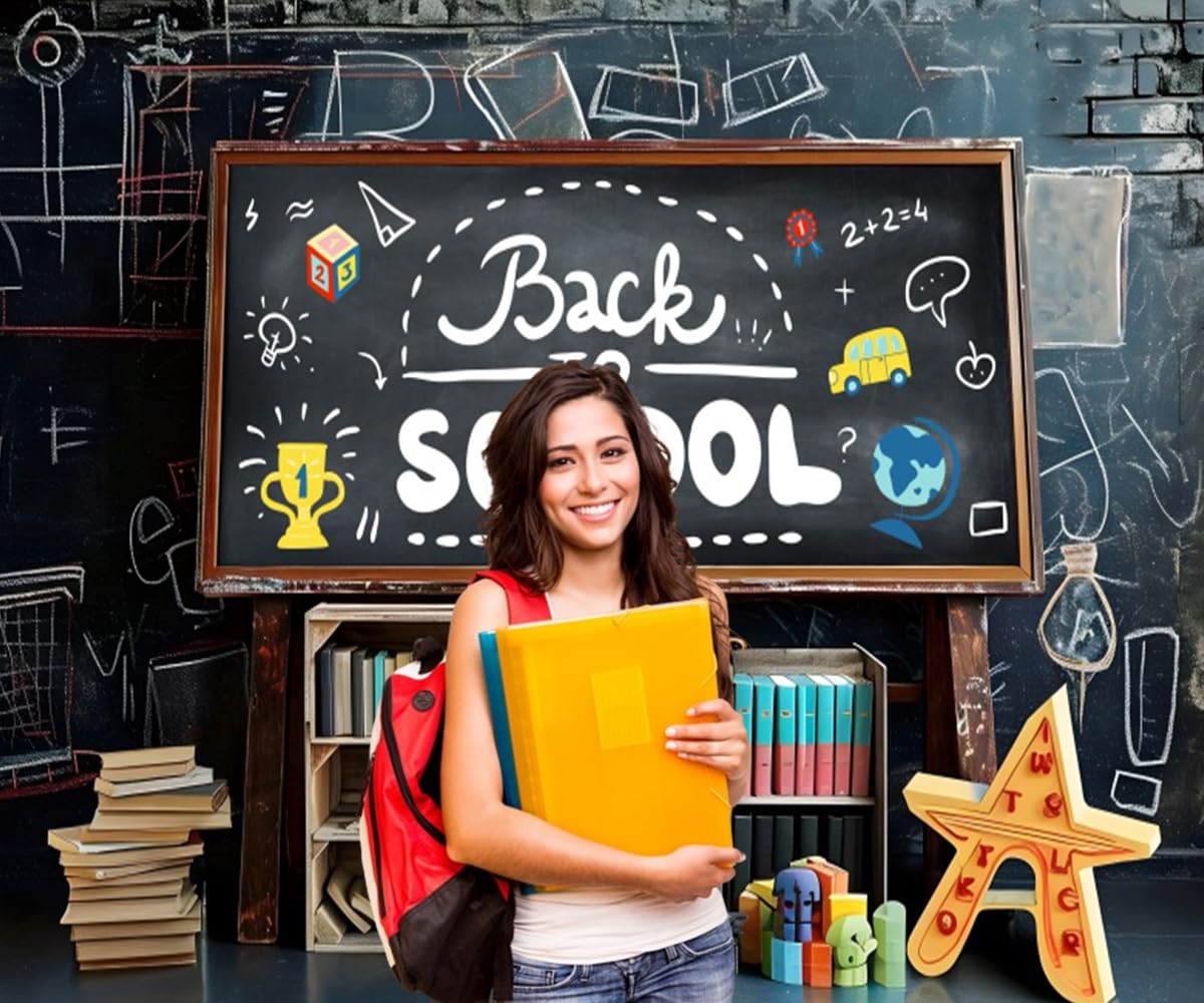 Back To School Backdrop 10X8Ft Classroom Chalkboard Bookshelf Photography Background For Classroom Decorations Online Teaching T