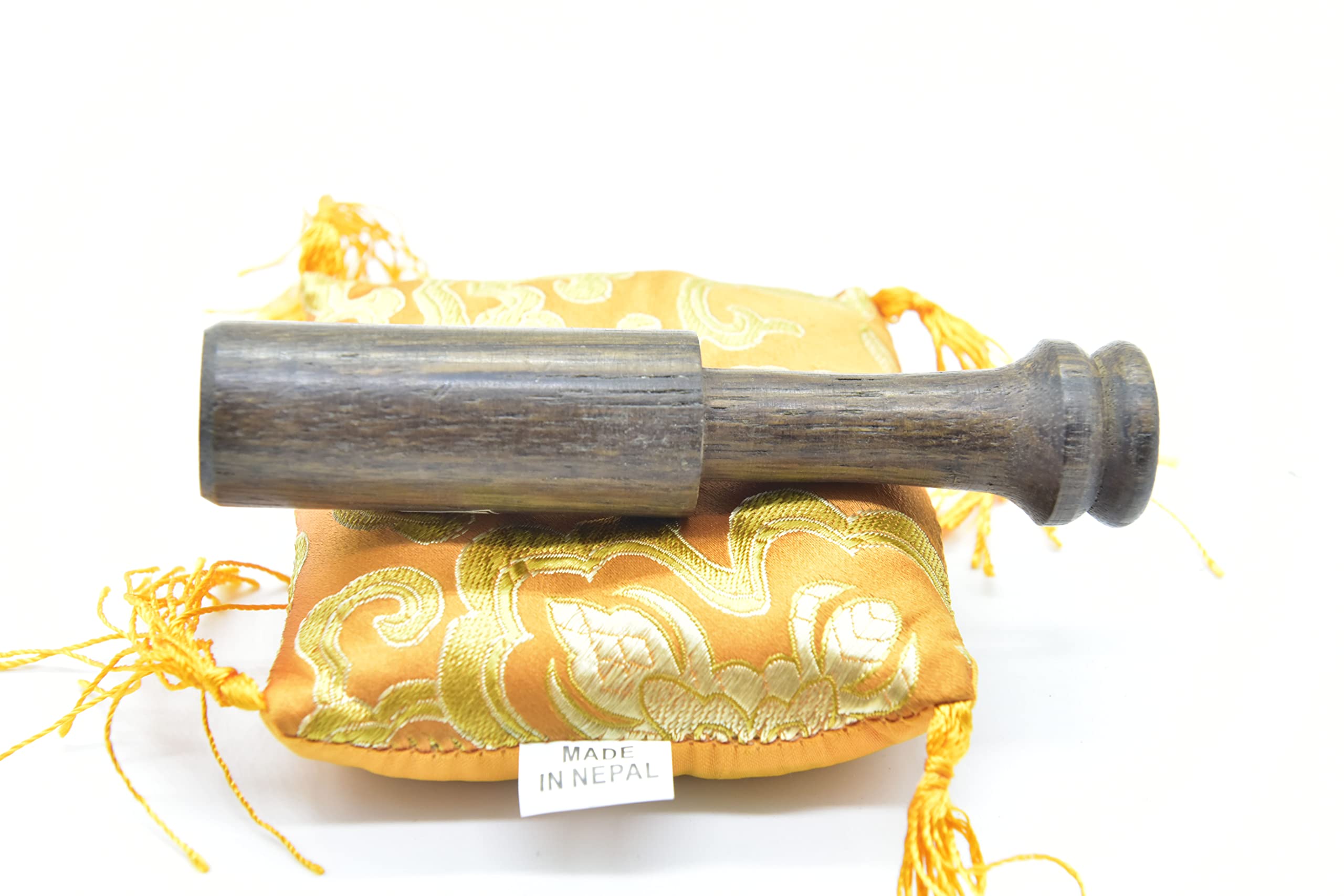 3.75'' Tibetan Meditation Yoga Singing Bowl Green Set With Free Wooden Mallet And Silk Cushion From Nepal, Singing Bowls. (Orang