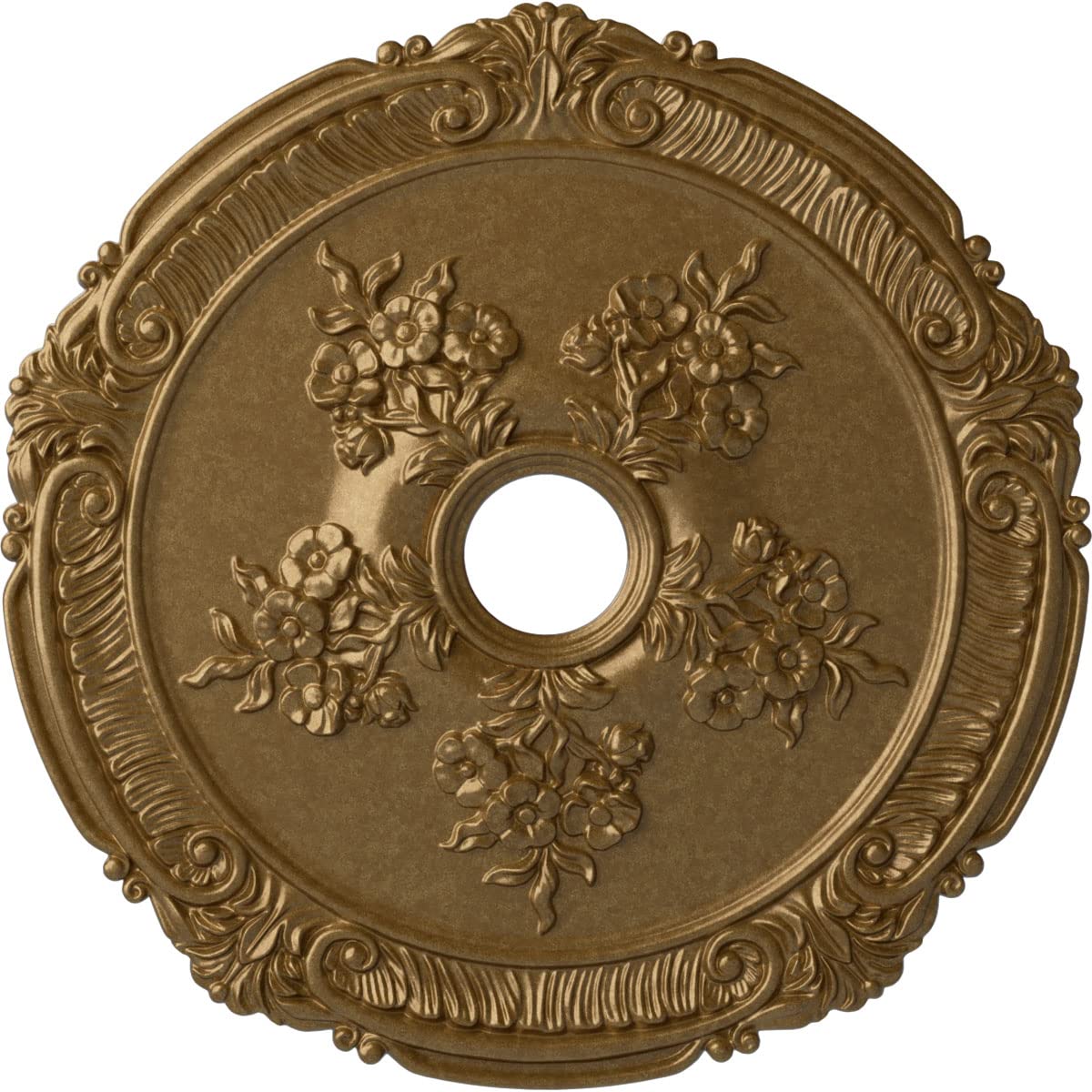 Ekena Millwork Cm26Atpas Attica With Rose Ceiling Medallion, 26''Od X 3 3/4''Id X 1 1/2''P, Hand Painted Pale Gold
