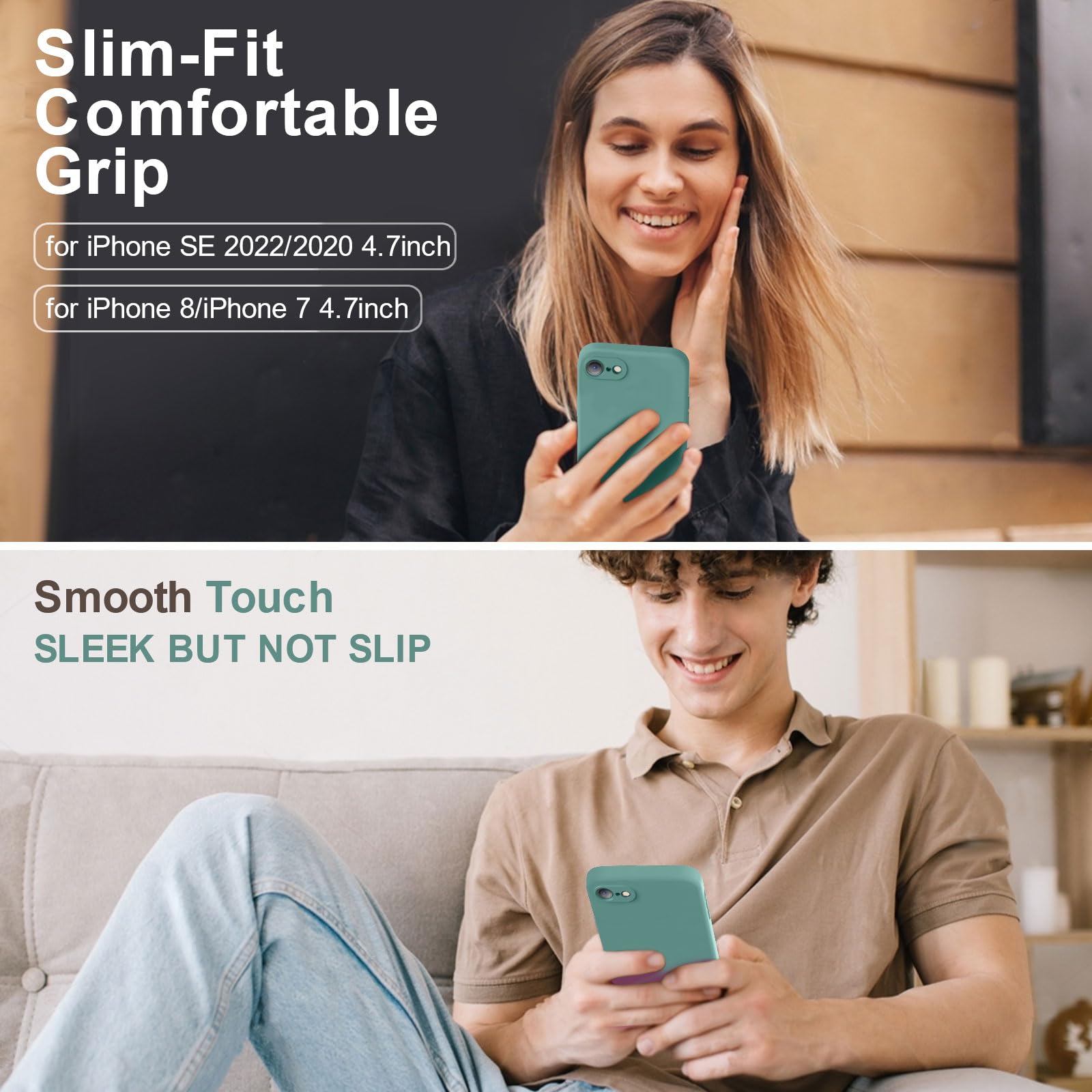 Vooii For Iphone Se Case 2022/3Rd/2020,Iphone 8/7 Case, Upgraded Liquid Silicone With [Flat Edges] [Camera Protection] [Soft Ant