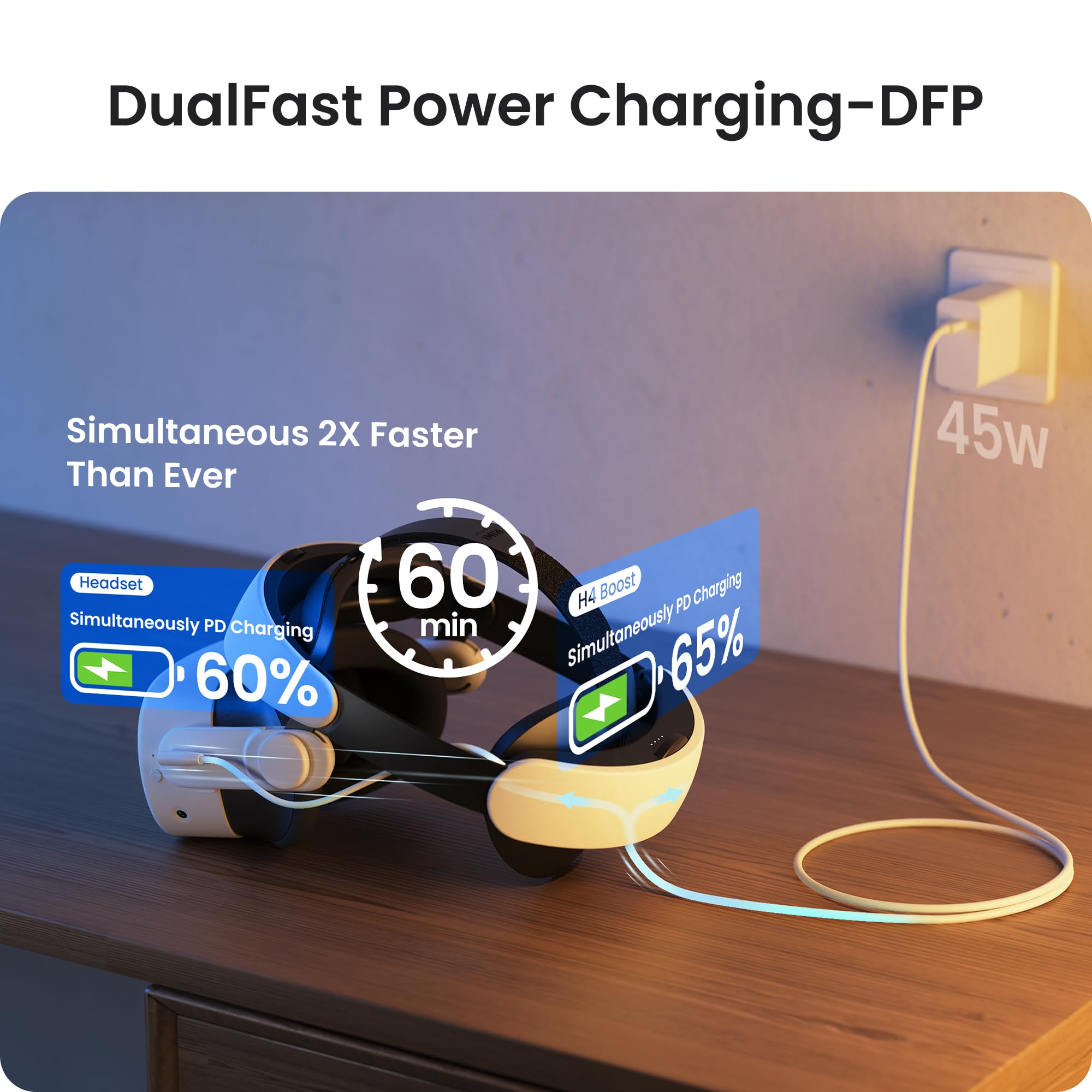 Kiwi Design H4 Boost Battery Head Strap Compatible With Meta Quest 3 Or Quest 3S