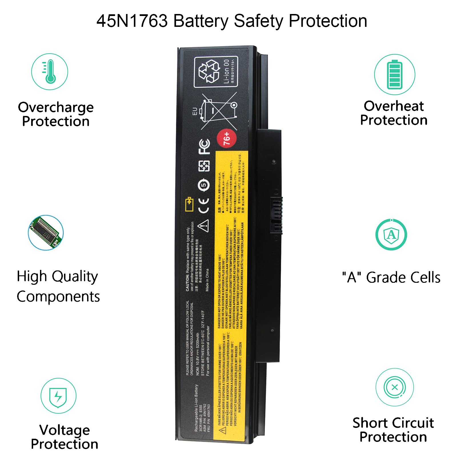 Gomarty 45N1762 76+ Laptop Battery Compatible With Lenovo Thinkpad (Edge) E550 E550C E555 E560 E565 Series 3Inr19/65 2 45N1758 4