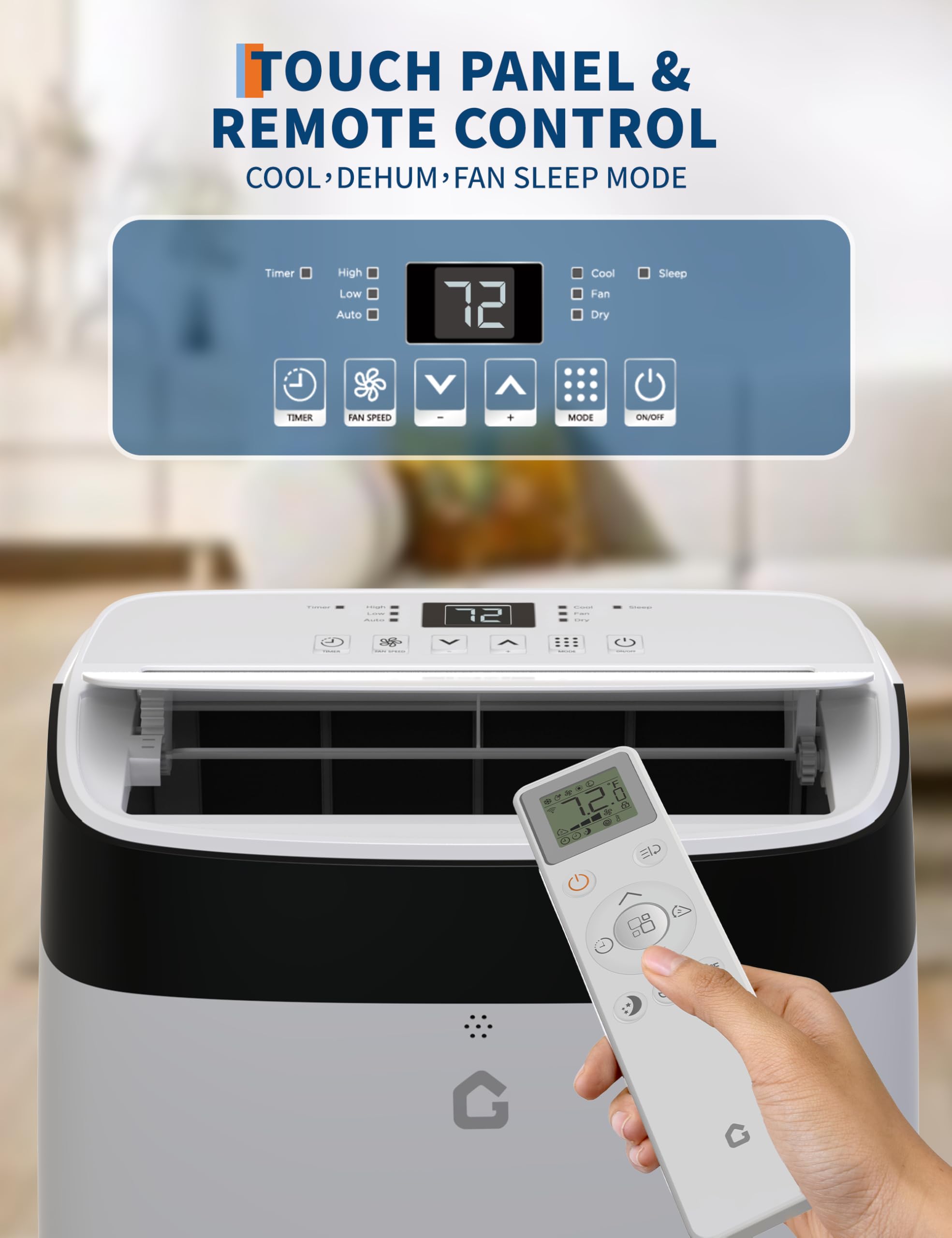 10,000 Btu Portable Air Conditioner, 3-In-1 Room Air Conditioner With Dehumidifier, Fan, Portable Ac Unit For Rooms Cools Up To