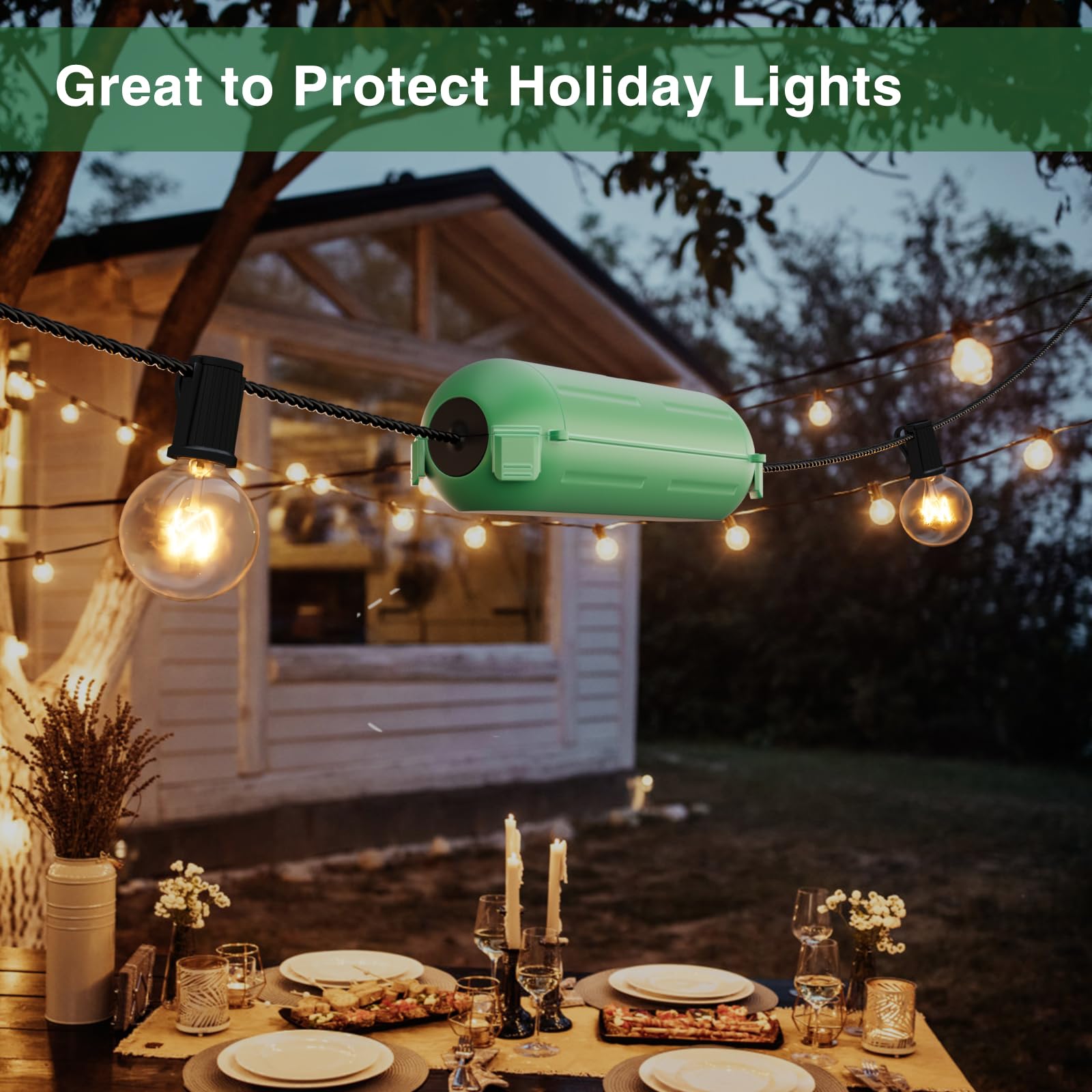 [3 Pack] Flemoon Outdoor Extension Cord Safety Cover, Ip44 Weatherproof Electrical Box To Protect Outdoor Outlet, Plug, Socket, Halloween, Christmas Holiday Decoration Light, Green