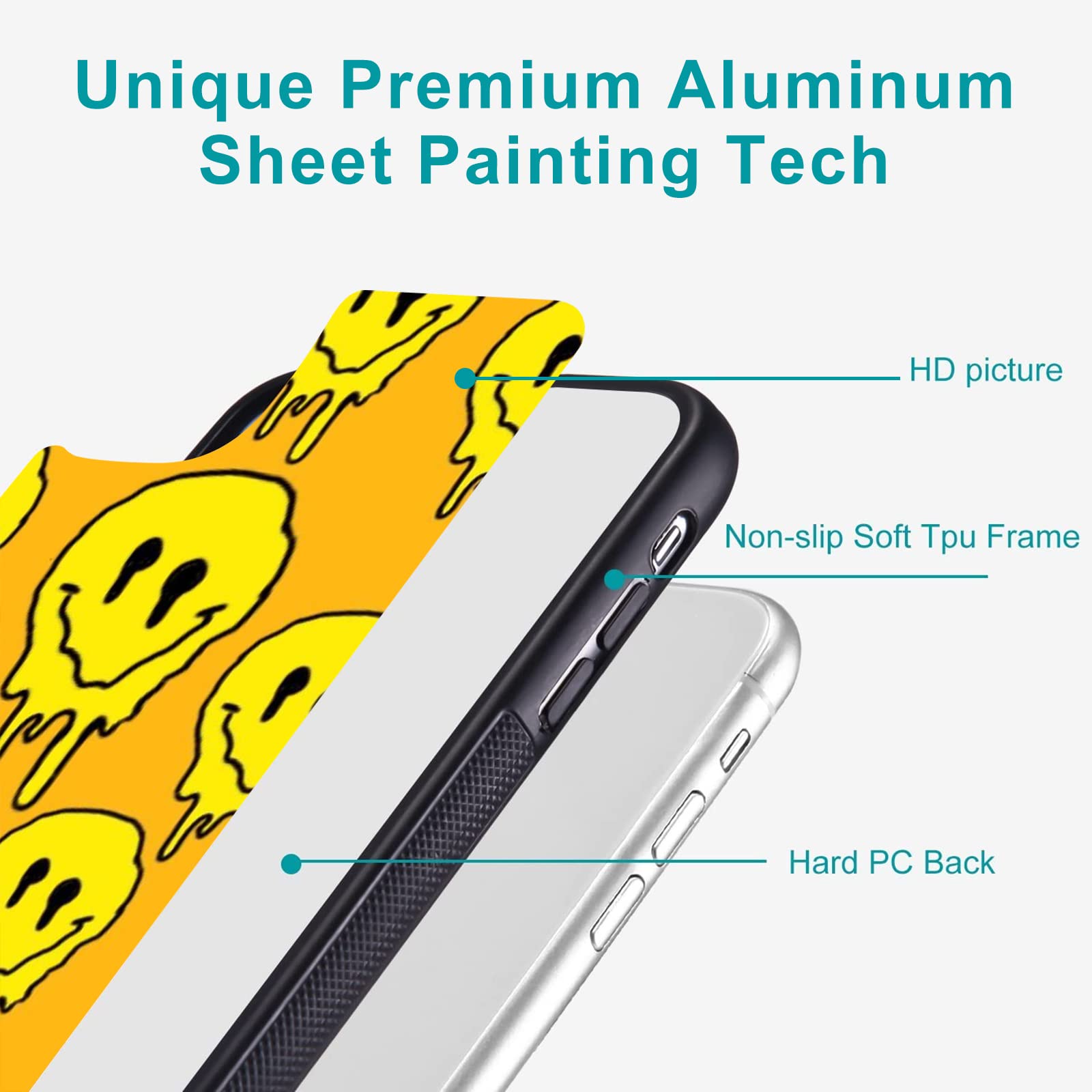 Unnkine Happy Face Case For Iphone 13 Mini Girls Women Lovely Face Hippie Indie Design Soft Tpu Hard Back Shockproof Anti Scratc