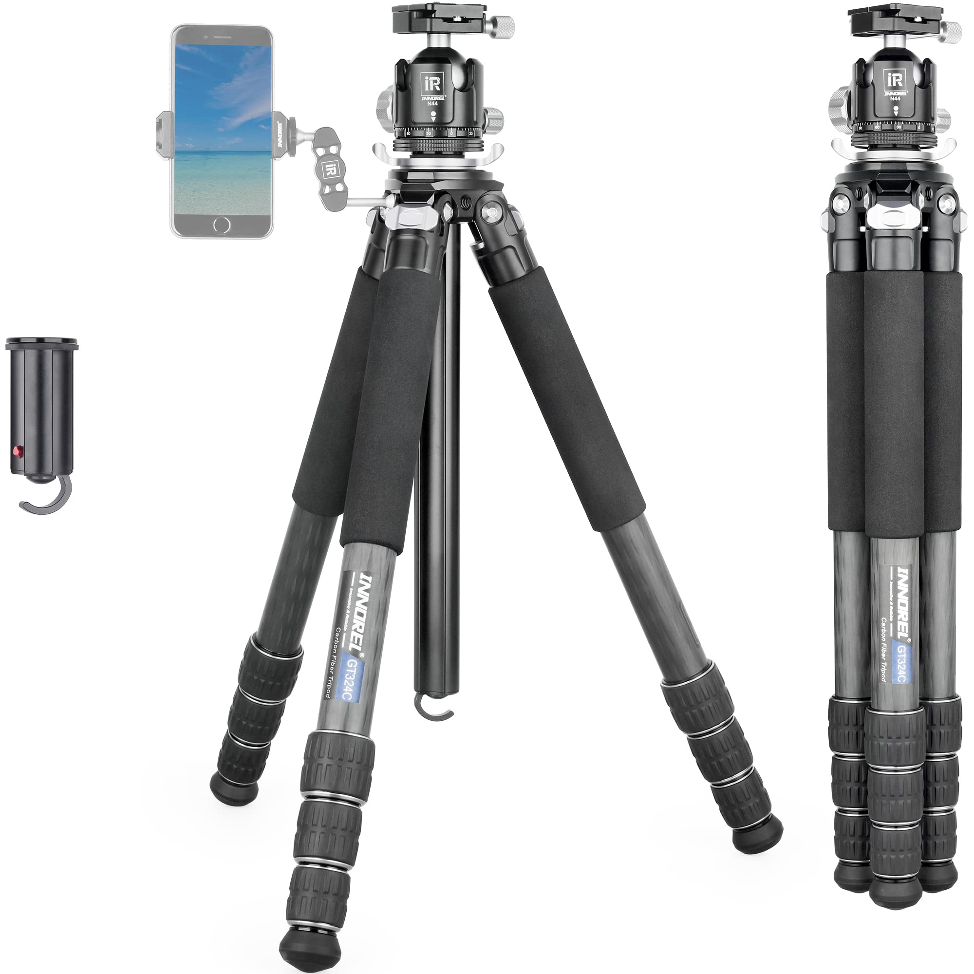 Carbon Fiber Tripod Innorel Gt324C Professional Compact Tripod For Dslr Camera Heavy Duty Stand With Low Gravity Center Ball Hea