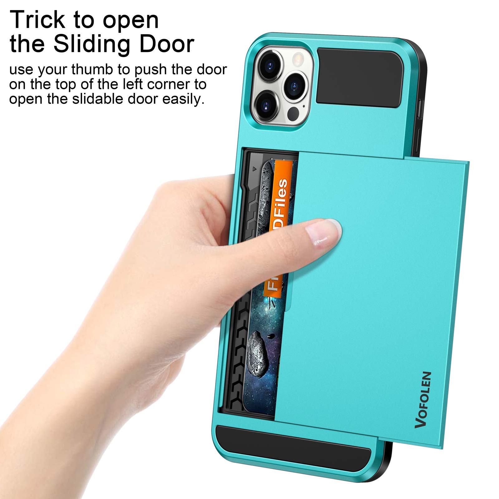 Vofolen Compatible With Iphone 12 Pro Case Wallet 5G Cover Credit Card Holder Id Slot Sliding Back Pocket Anti Scratch Dual Laye