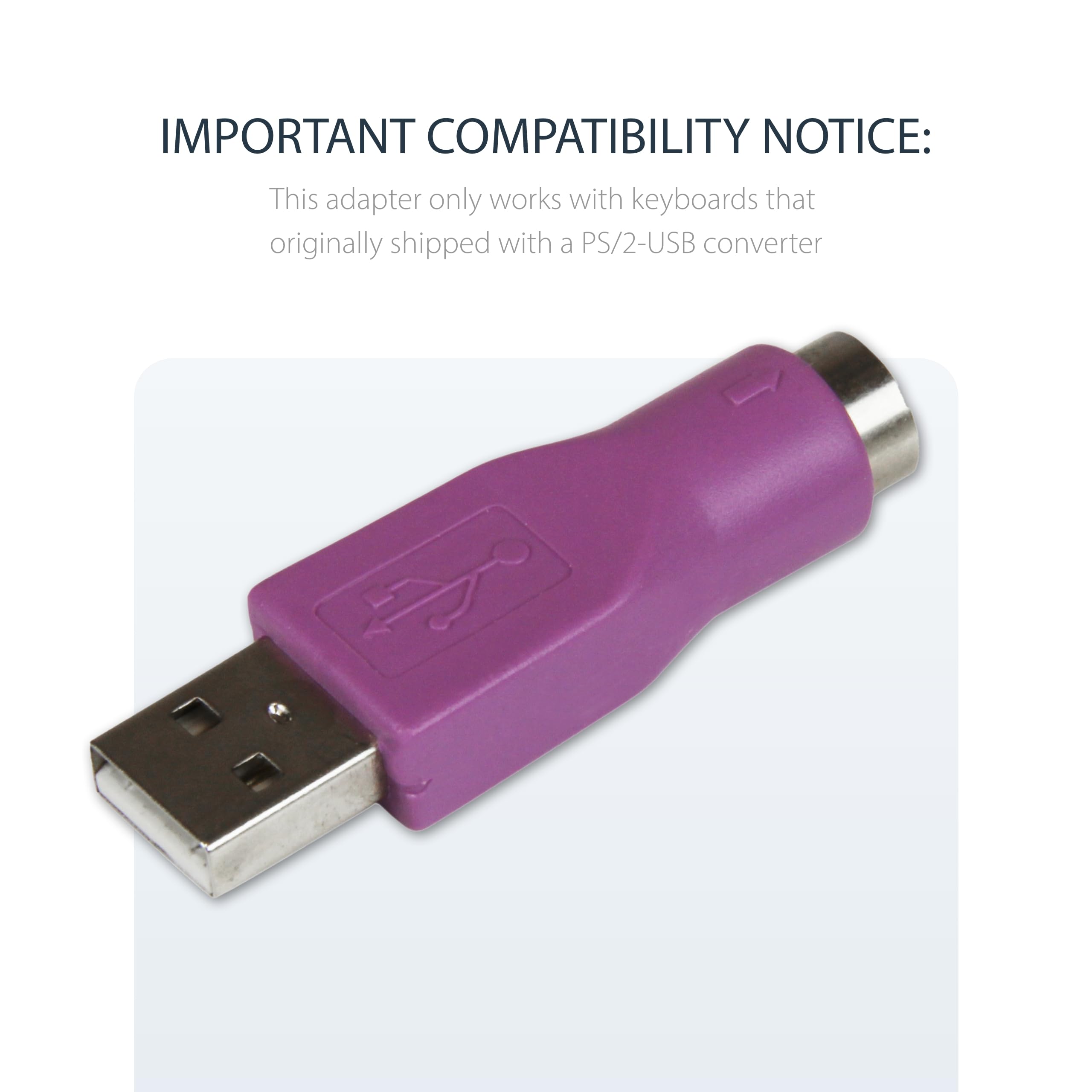 Startech.Com Replacement Ps/2 Keyboard To Usb Adapter   F/M   Keyboard Adapter   Ps/2 (F) To Usb (M)   Gc46Mfkey, Purple