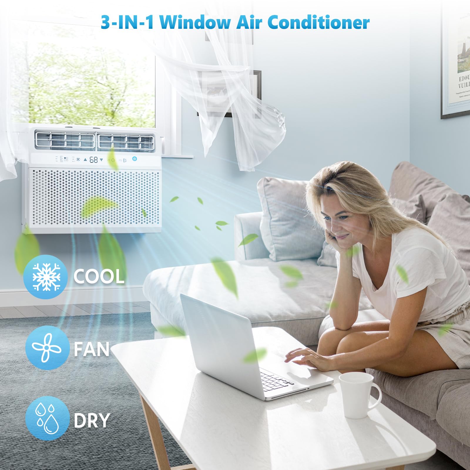 Electactic Window Air Conditioner, 12000 Btu Window Ac Unit, Cooling Room 550Sq.Ft, Fast Cooling, 24H Timer,Dehumidifier Mo, Ene