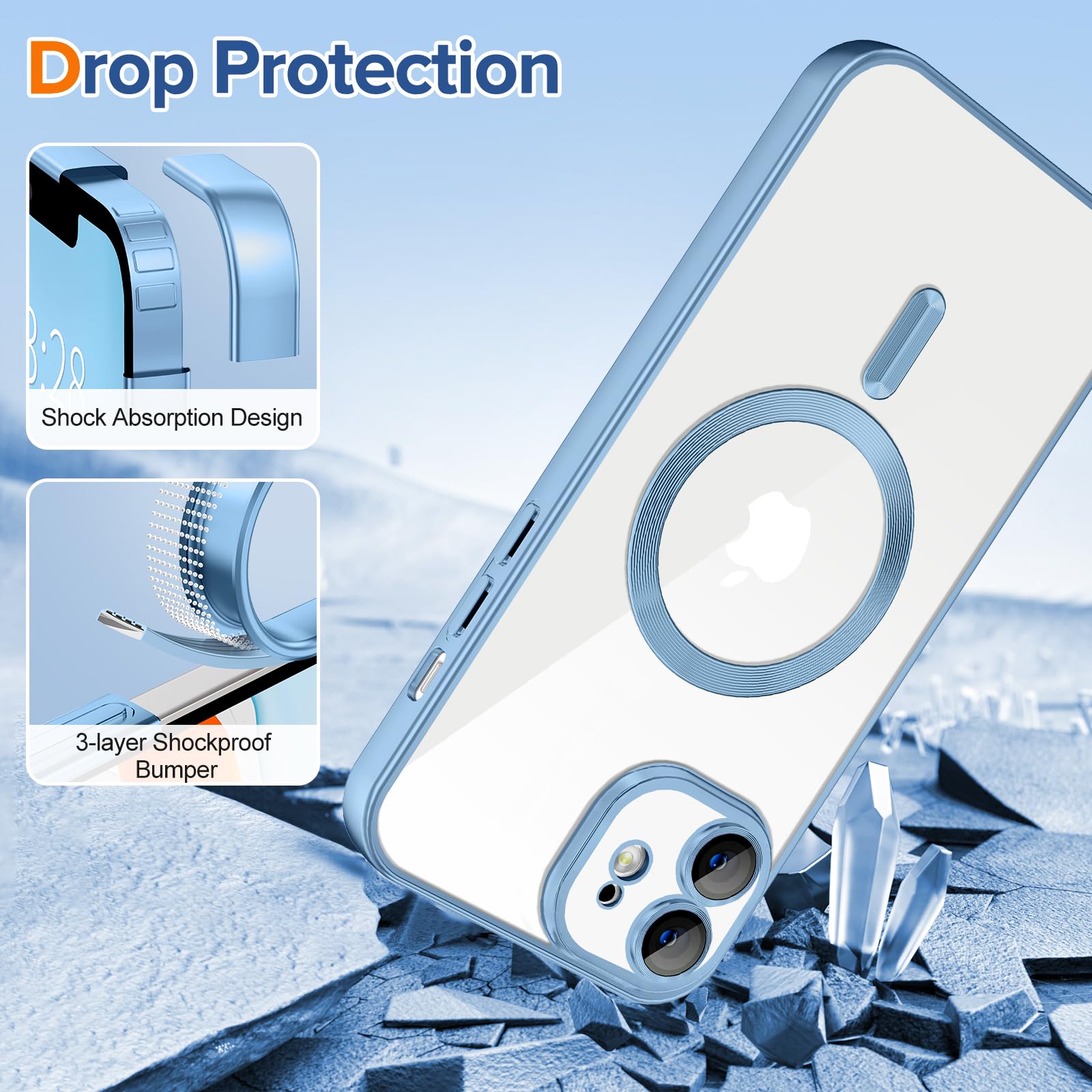 Hython Magnetic Clear Case For Iphone 11 Case With Camera Lens Protector [Compatible With Magsafe] Plating Edge Slim Soft Tpu Co