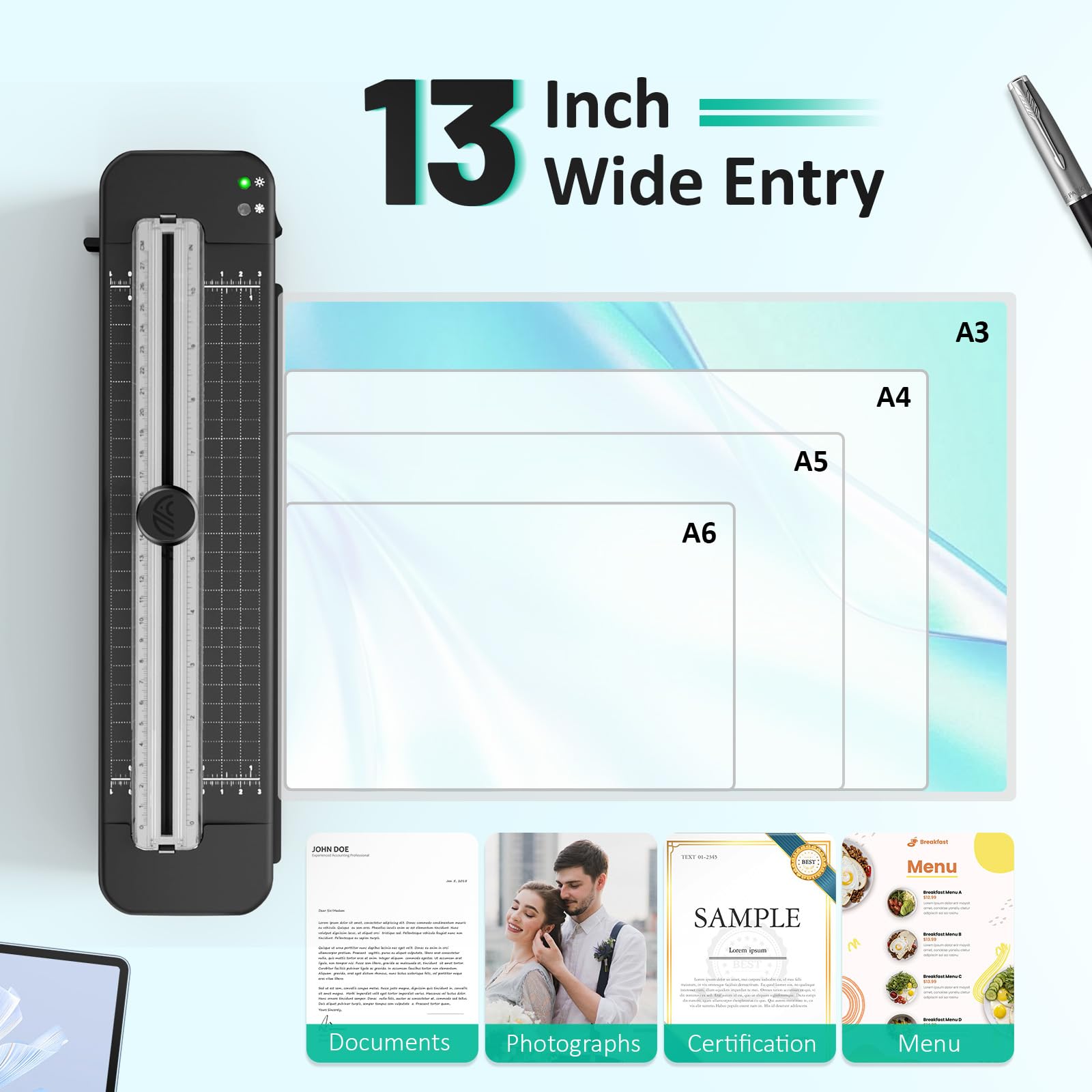 13 Inch Laminator Machine   11X17 Laminator With 50 Sheets, Cold & Thermal, Built In Paper Cutter & Corner Rounder, A3 Laminatin