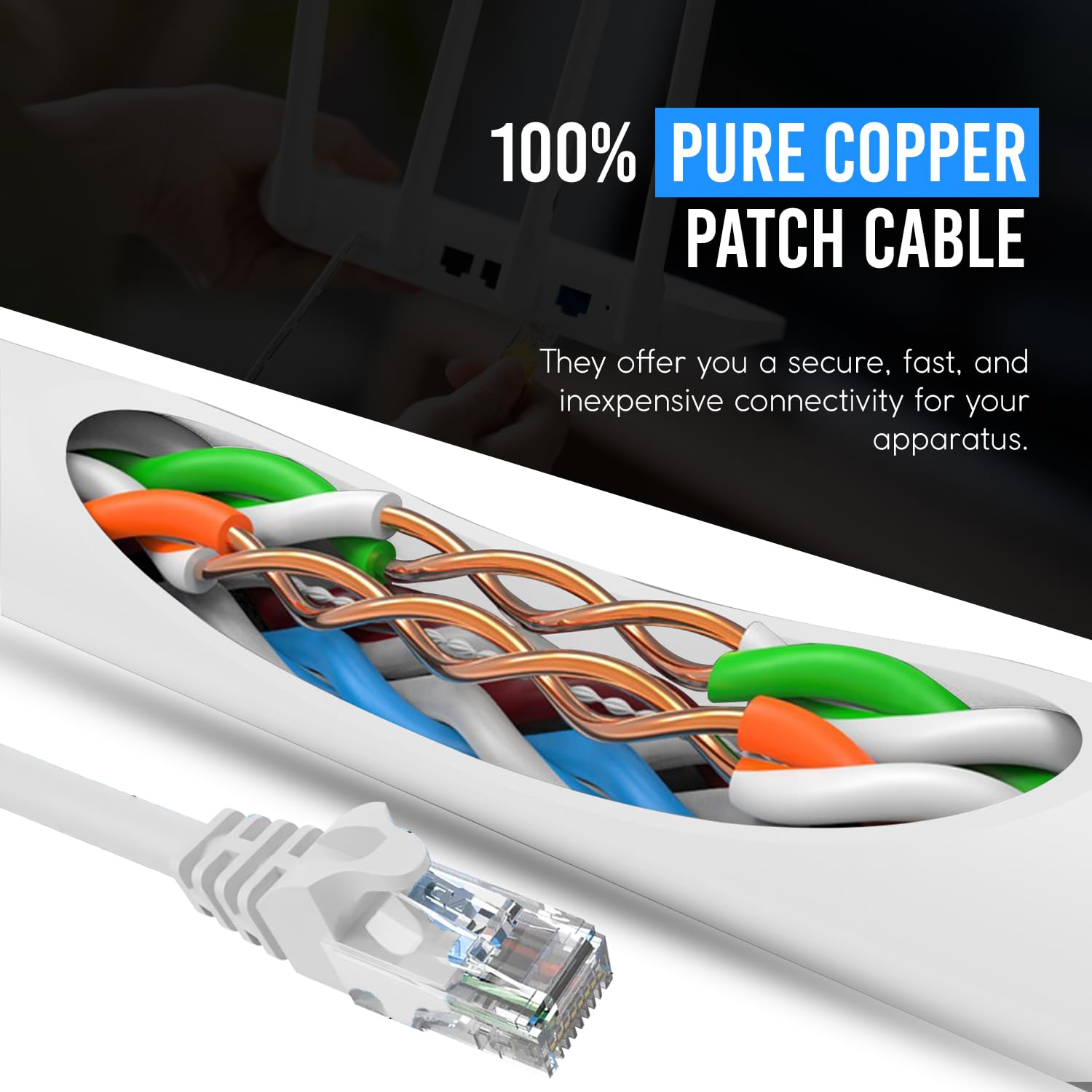 Newyork Cables Cat6 Ethernet Patch Cable 1 Ft (5 Pack), Snagless Cat6 Patch Cables For Data Centers, 10Gbps, 550Mhz Ethernet Cord, Bare Copper Network Patch Cables For Home And Enterprise  White