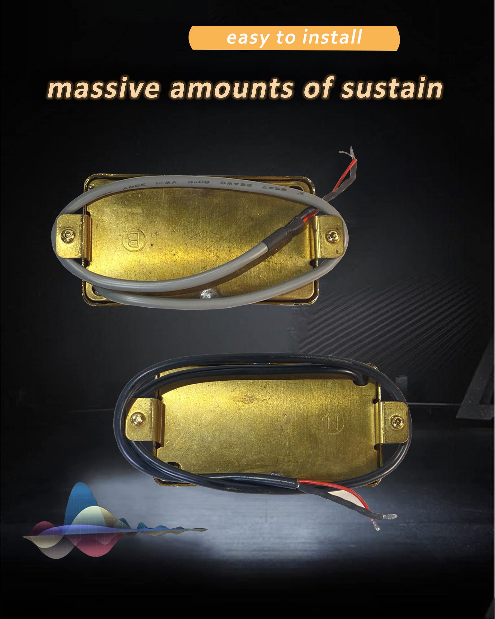 Lamsam P90 Tone Pickups Set, Humbucker Sized Single Coil Neck Pick Up And Bridge Pick Up Loaded Rubber Magnets, As Replacement P