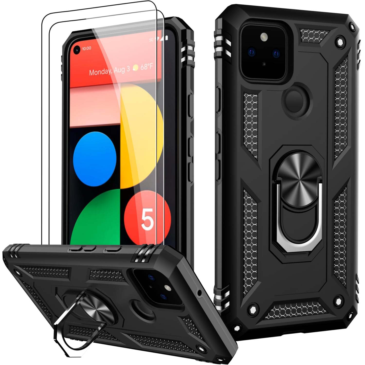 Lumarke For Google Pixel 5 Case With Screen Protector,Pass 16Ft. Drop Tested Military Grade Protective Phone Cover With Magnetic