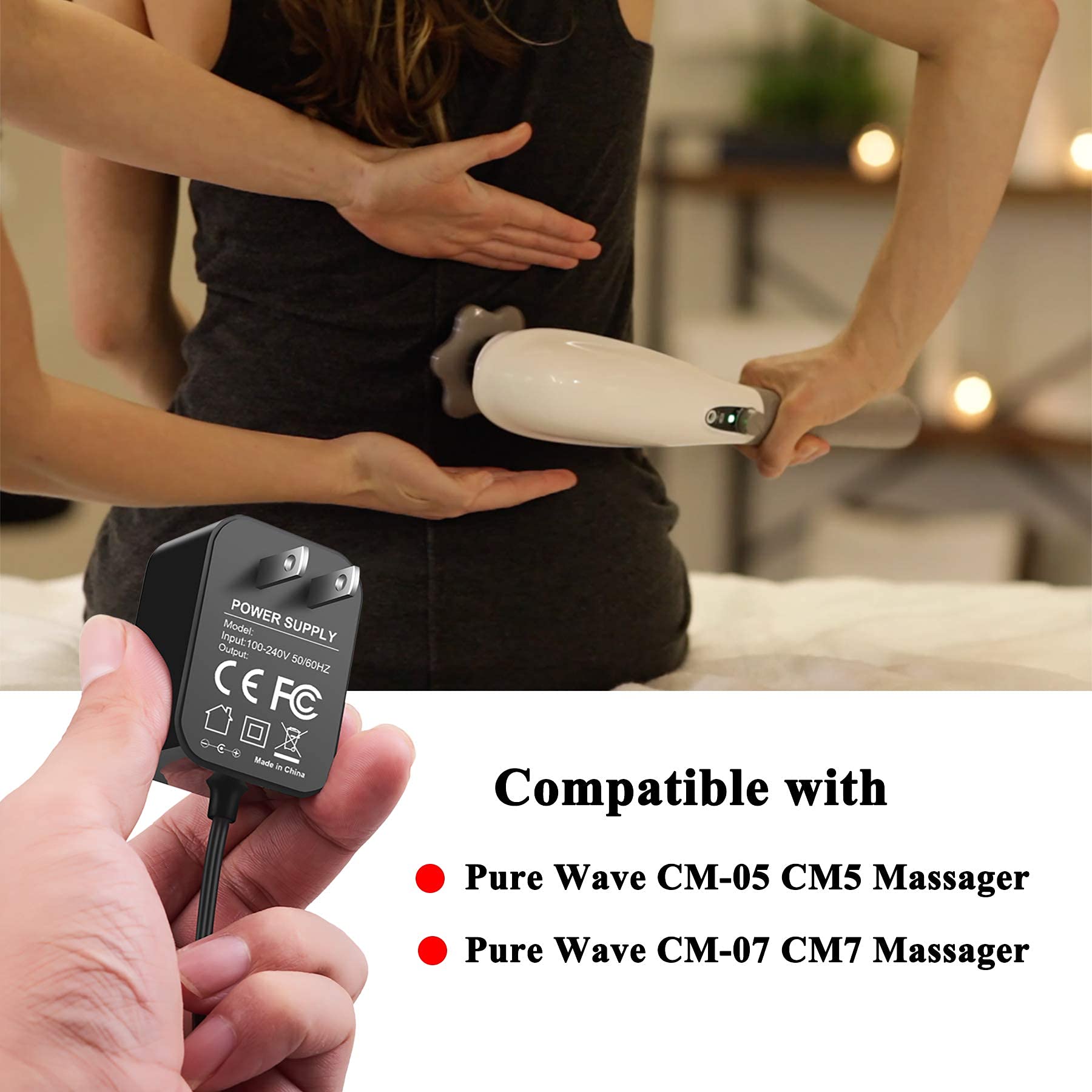 Vhbw Charger Replacement For Pure Wave Massager Charger Compatible With Pure Wave Pado Cm 05 Cm 07 Cm5 Cm7 Cordless Massager Power Cord (4.92Ft)