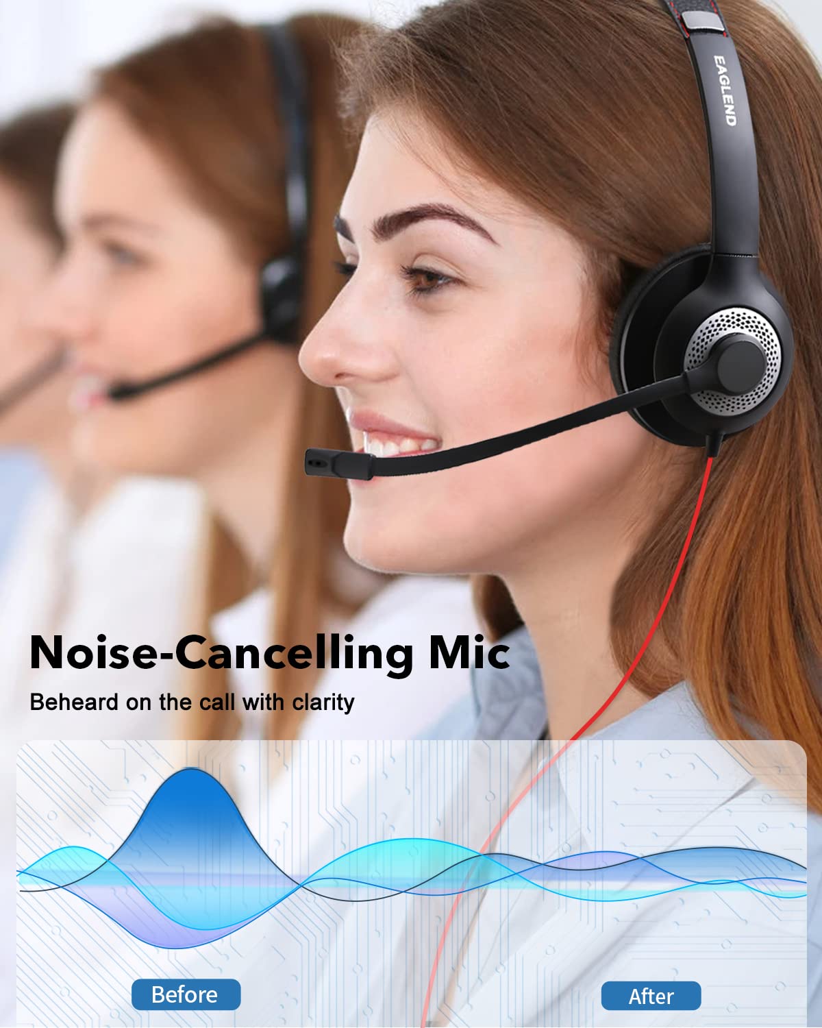 Jiamqishi Headset With Microphone For Pc Wired Headphones   Type C Over Ear 3.5Mm Headsets With Noise Cancelling Microphone For