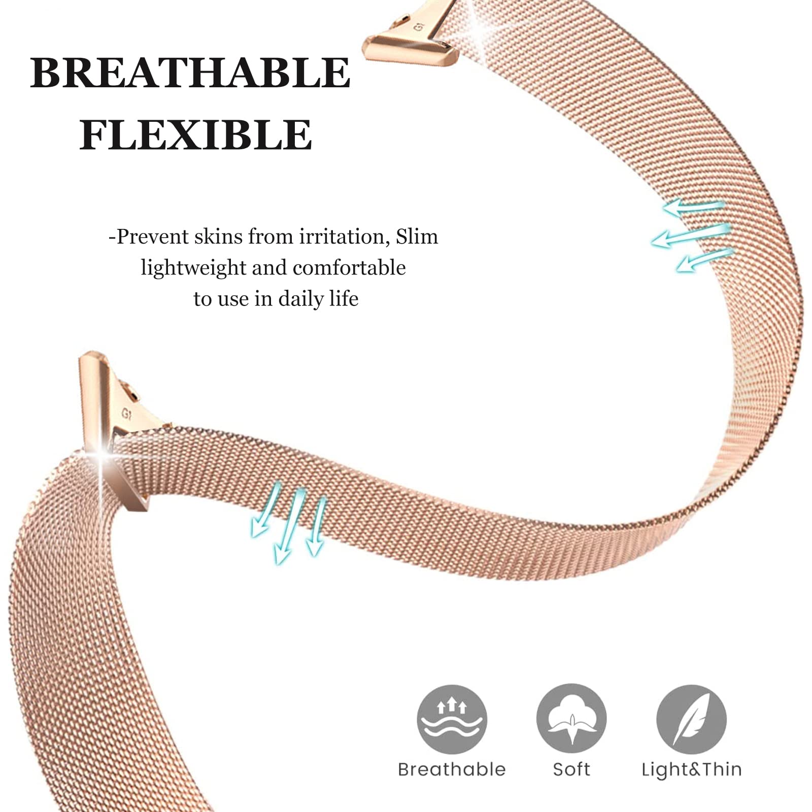 NINKI Slim Metal Band for Google Pixel Watch 3/2 - Champagne Gold Replacement Wristband for Men & Women, No Gap Design