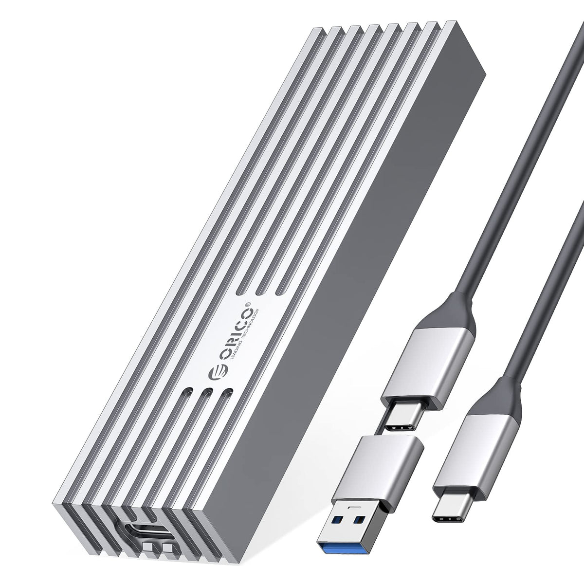 ORICO M.2 NVMe SSD Enclosure to USB C PCIe Adapter 10Gbps USB3.2 Gen2 for NVMe M Key/M+B Key SSD 2230/2242/2260/2280, Aluminum M2 SSD Case(Cooling Vest, UASP, Trim) SSD Max 4TB M232 Silver