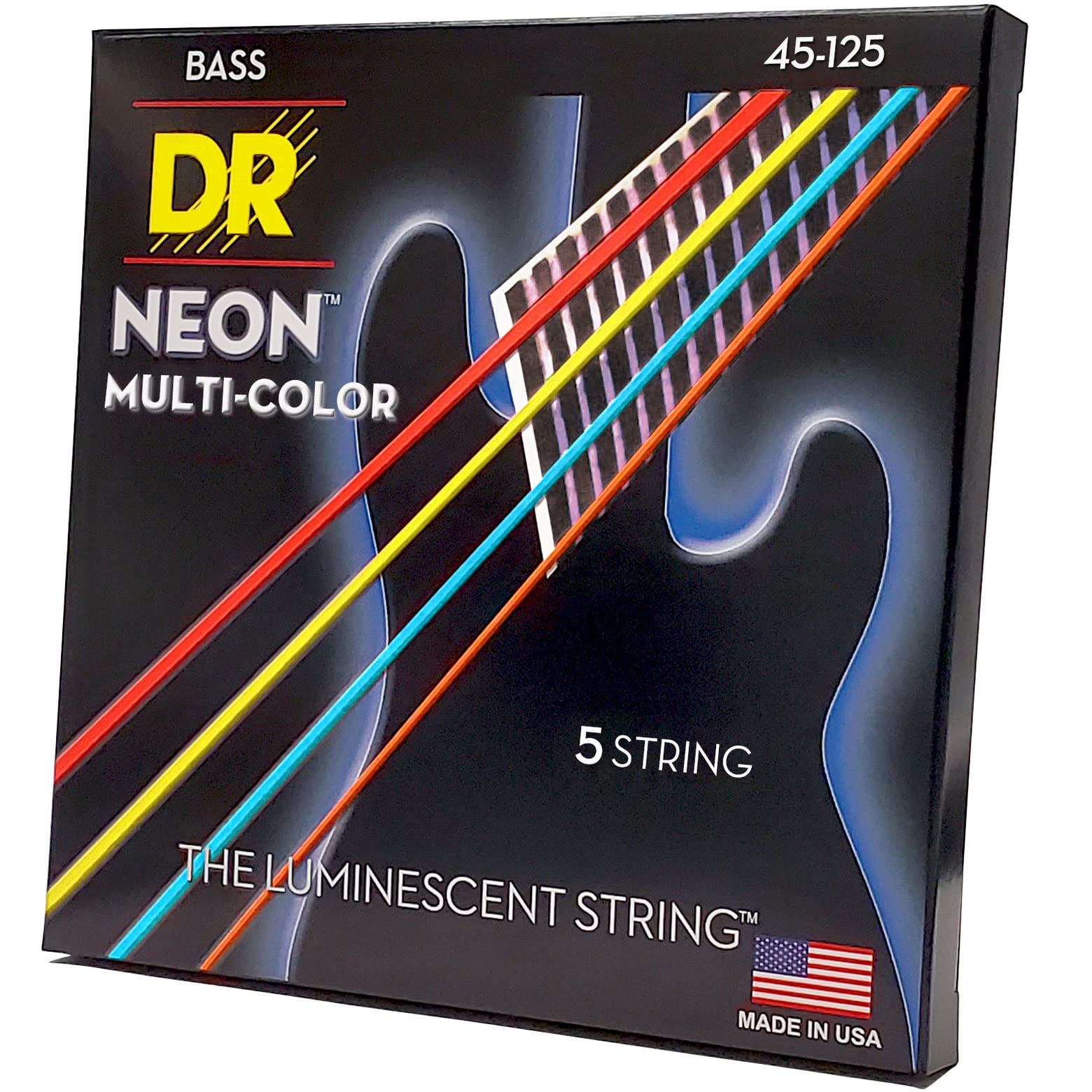 Dr Strings Hi Def Neon Bass Guitar Strings (Nmcb5 45),Black