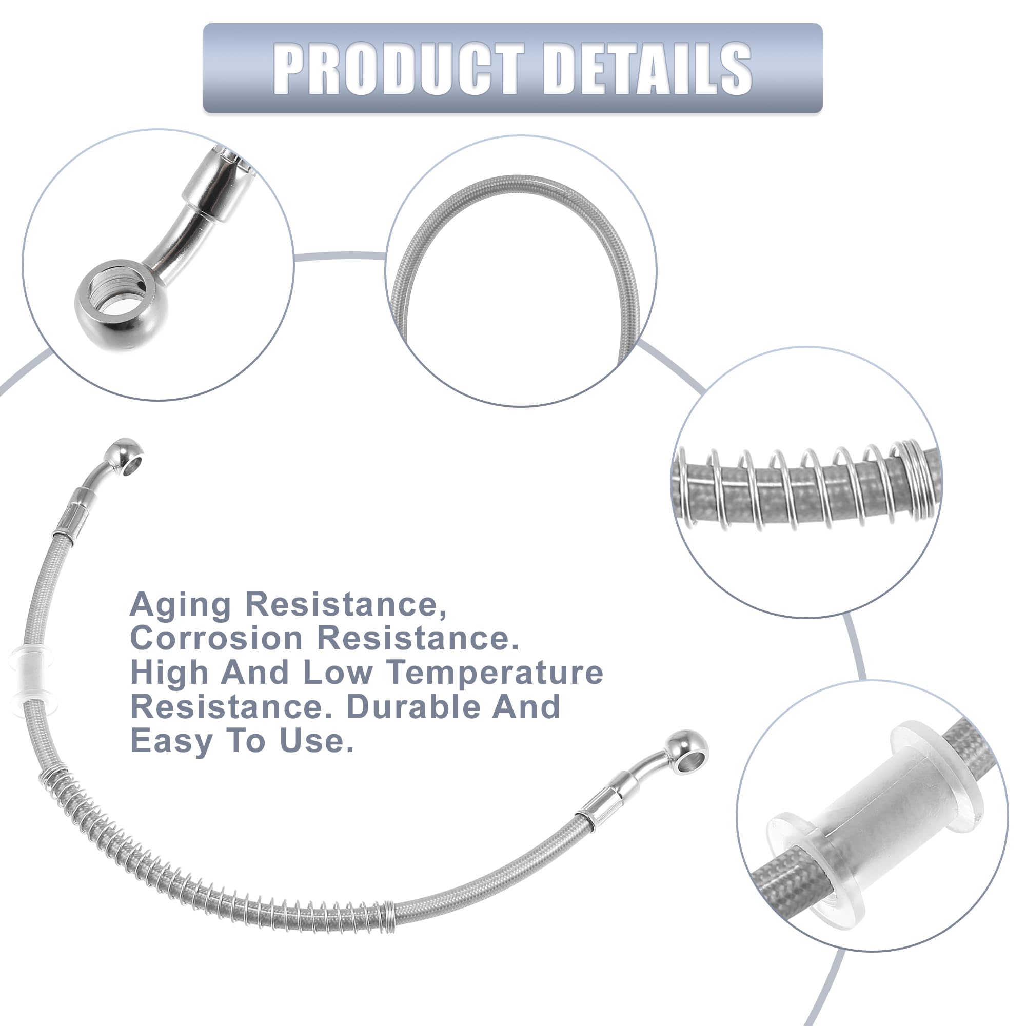 Motoforti 15.75'' Length 10Mm Id Motorcycle Hydraulic Brake Line Oil Hose Pipe Stainless Steel Braided Cable For Atv Motocross S