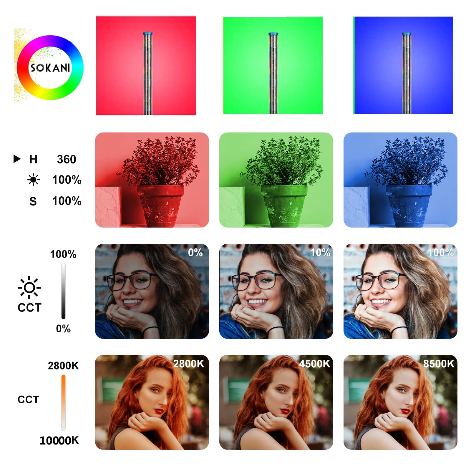 Sokani X25 Rgb Led Tube With App Control Bi Color 2800K 10000K Full Color Dimming Rechargeable Battery Oled Display Light Stick