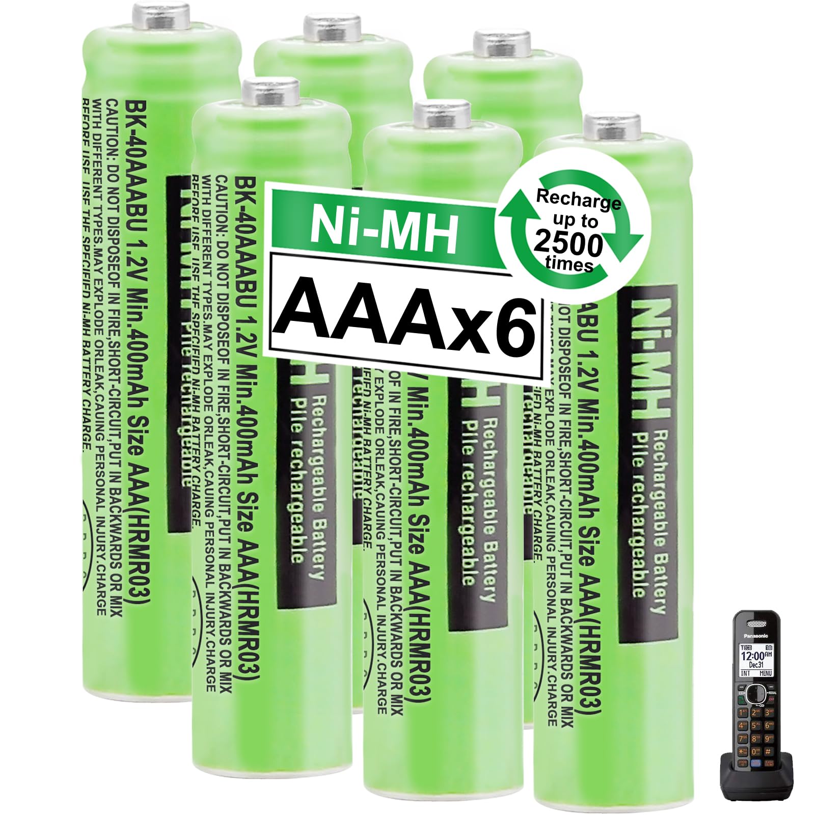 OSIM 6Pack BK-40AAABU Ni-MH AAA Rechargeable Batteries 1.2V AAA Ni-MH Rechargeable Batteries 400mah for Panasonic Cordless Phone