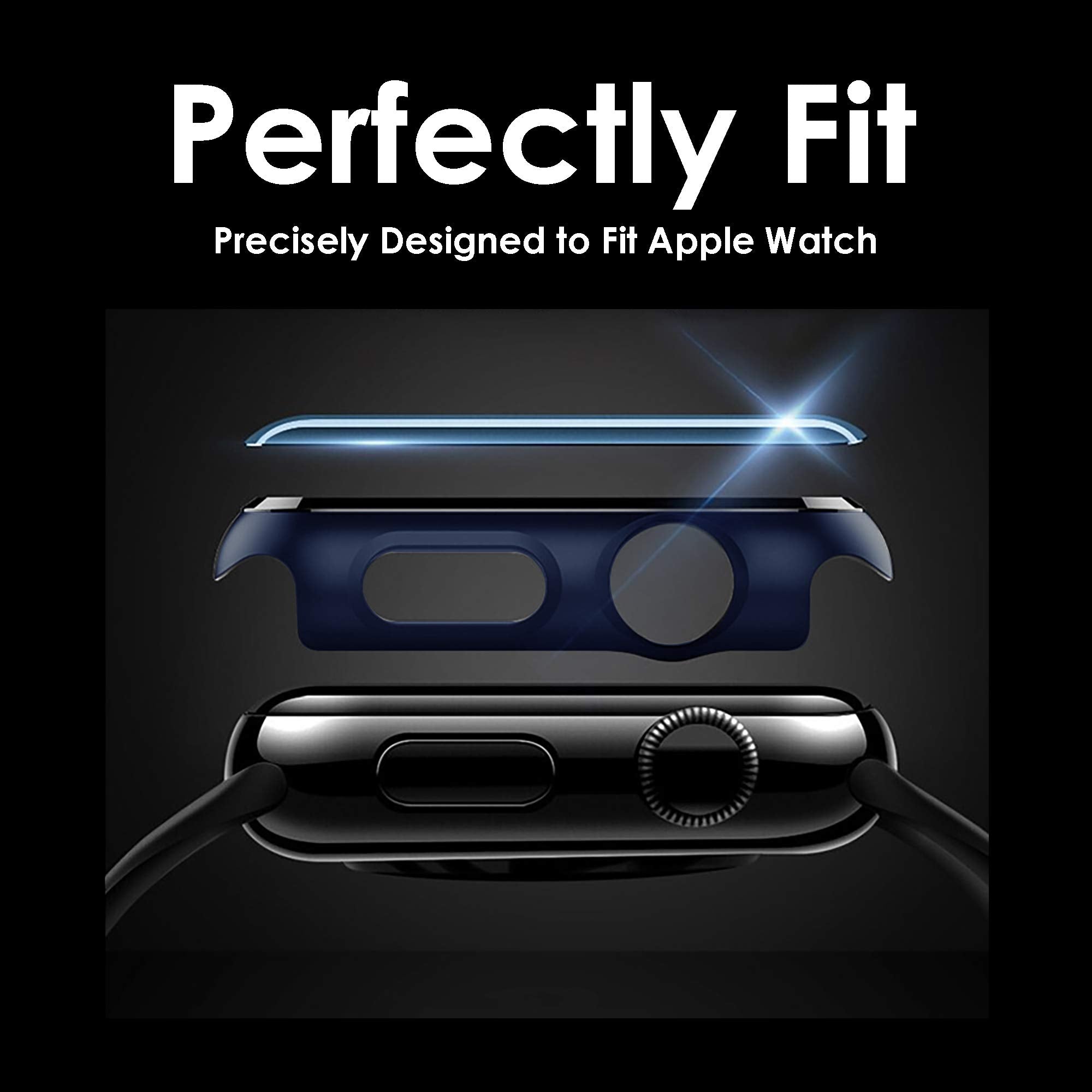 Pokanic [2 Pack Compatible With Apple Watch Se 6 5 4 Series Iwatch 9H Tempered Glass Case Full Screen Protector Cover Scratch (M