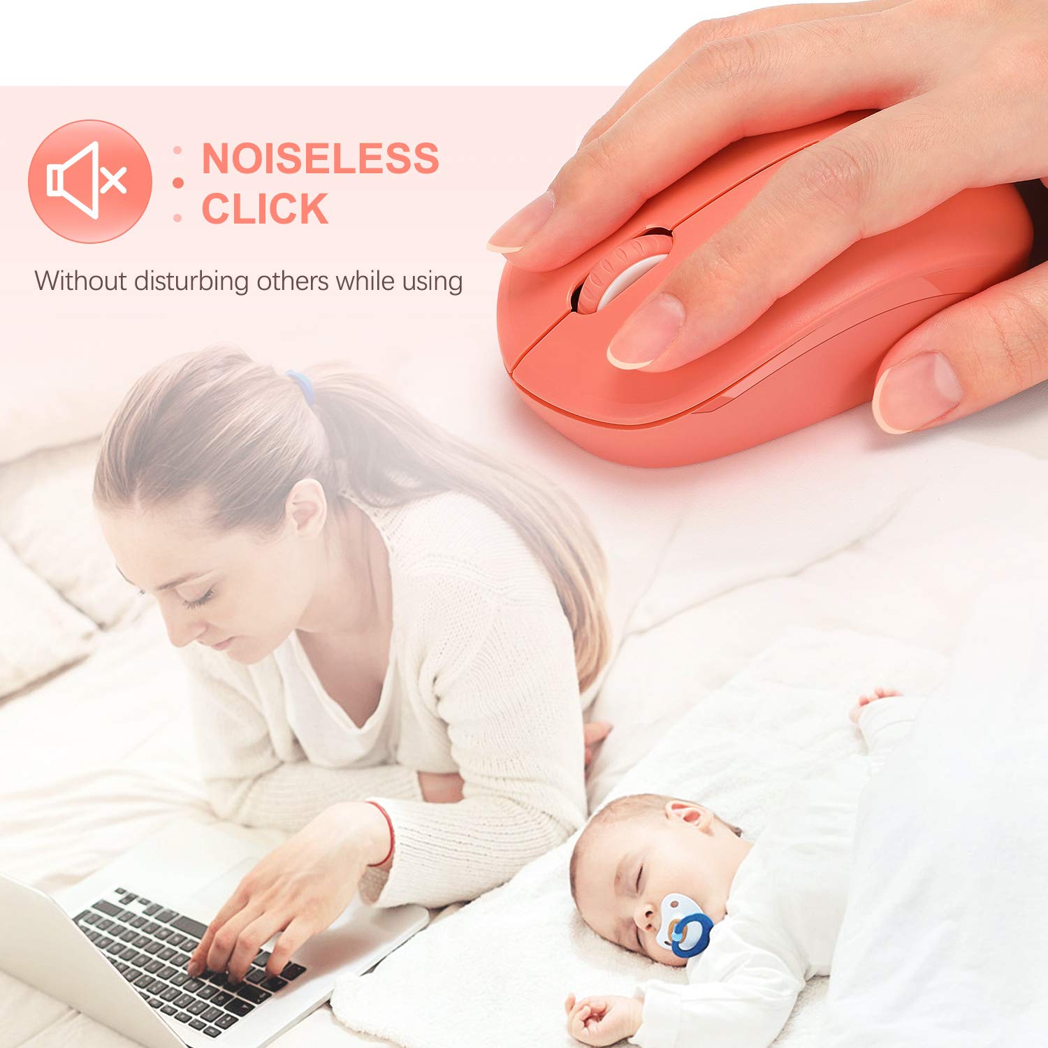 Seenda Wireless Mouse, 2.4G Noiseless Mouse With Usb Receiver Portable Computer Mice For Pc, Tablet, Laptop, Notebook   Living C